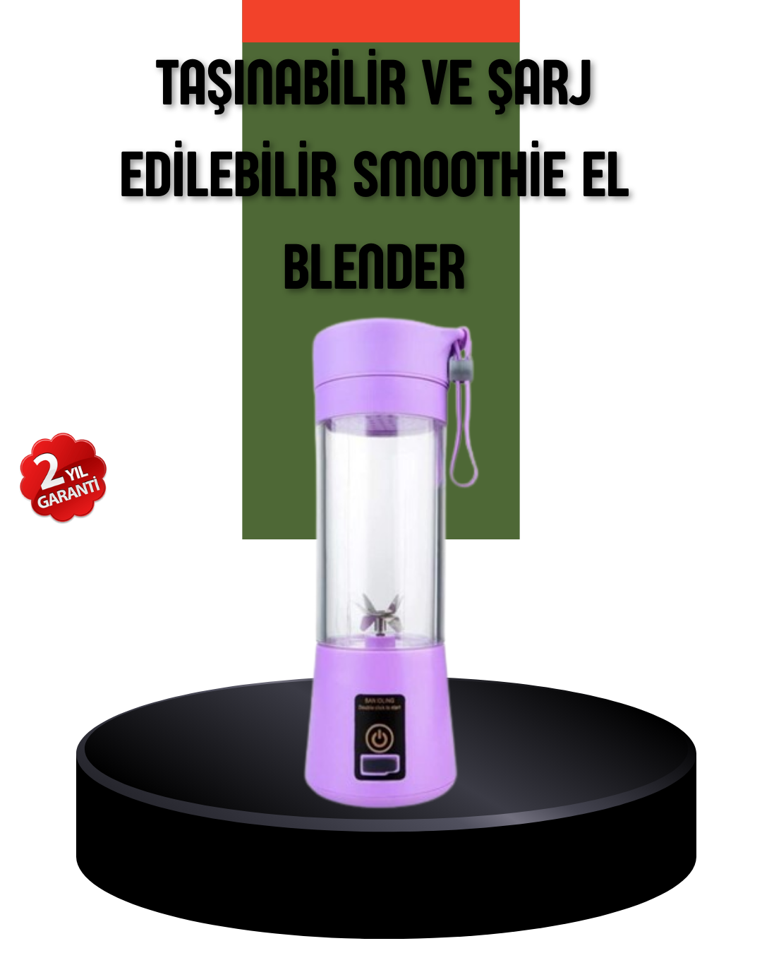 Taşınabilir USB Şarjlı Mini Smoothie Blender 380ml Çelik Bıçaklı 