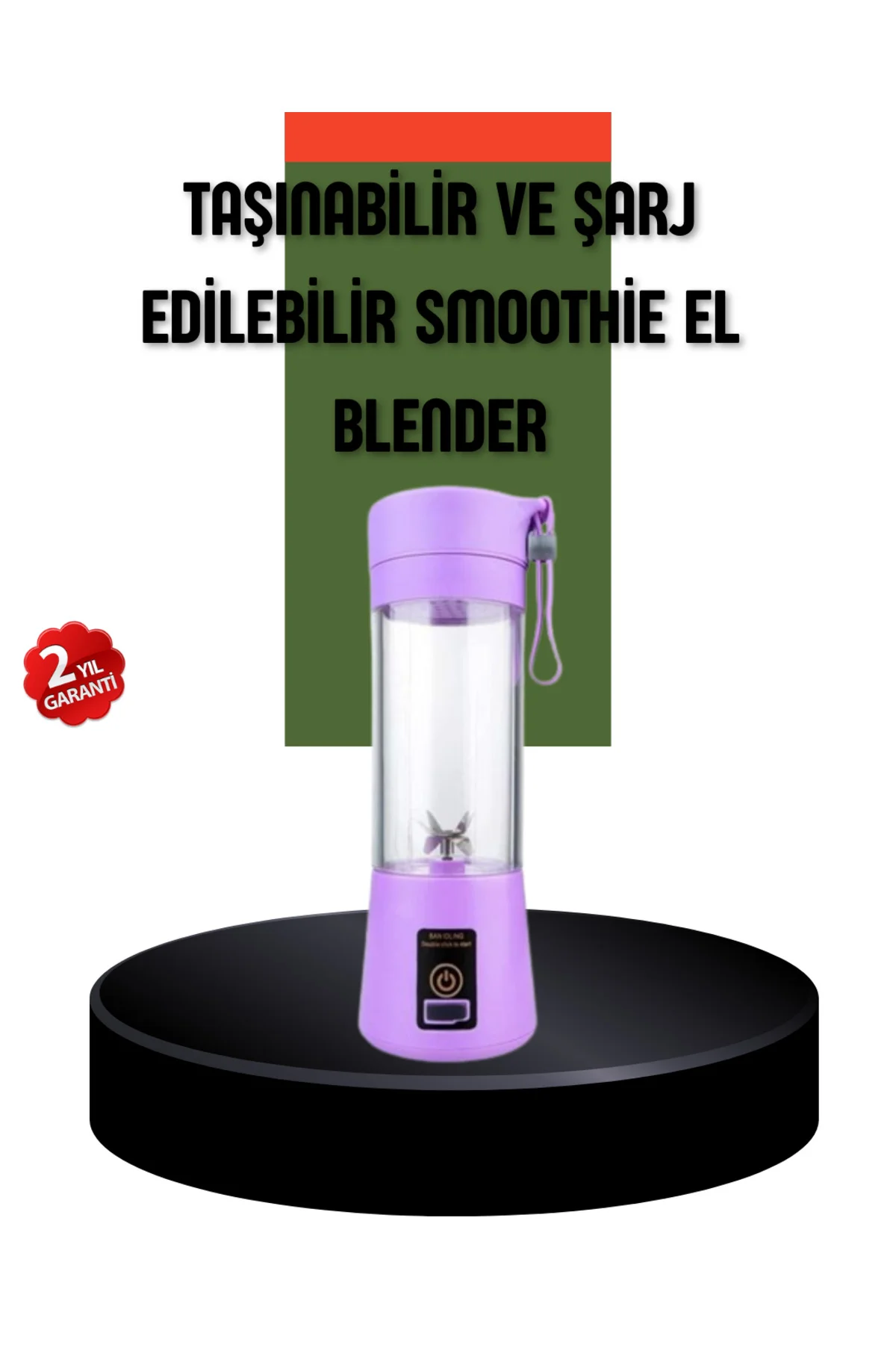 Taşınabilir USB Şarjlı Mini Smoothie Blender 380ml Çelik Bıçaklı 