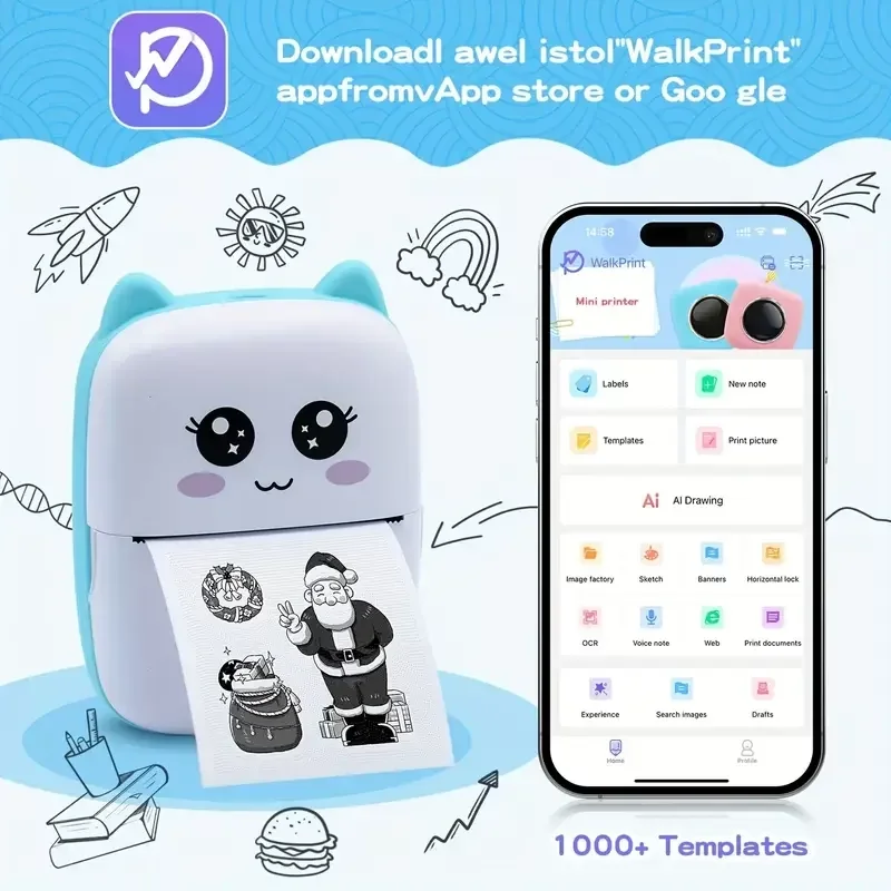 Taşınabilir Yazıcı, Mini Cep Kablosuz Termal Yazıcı Android İos Akıllı Telefonlar İçin Uygun, Bt Mürekkepsiz Baskı, Etiketler, Fişler, Fotoğraflar, No Fiyatı, Yorumları ve Özellikleri