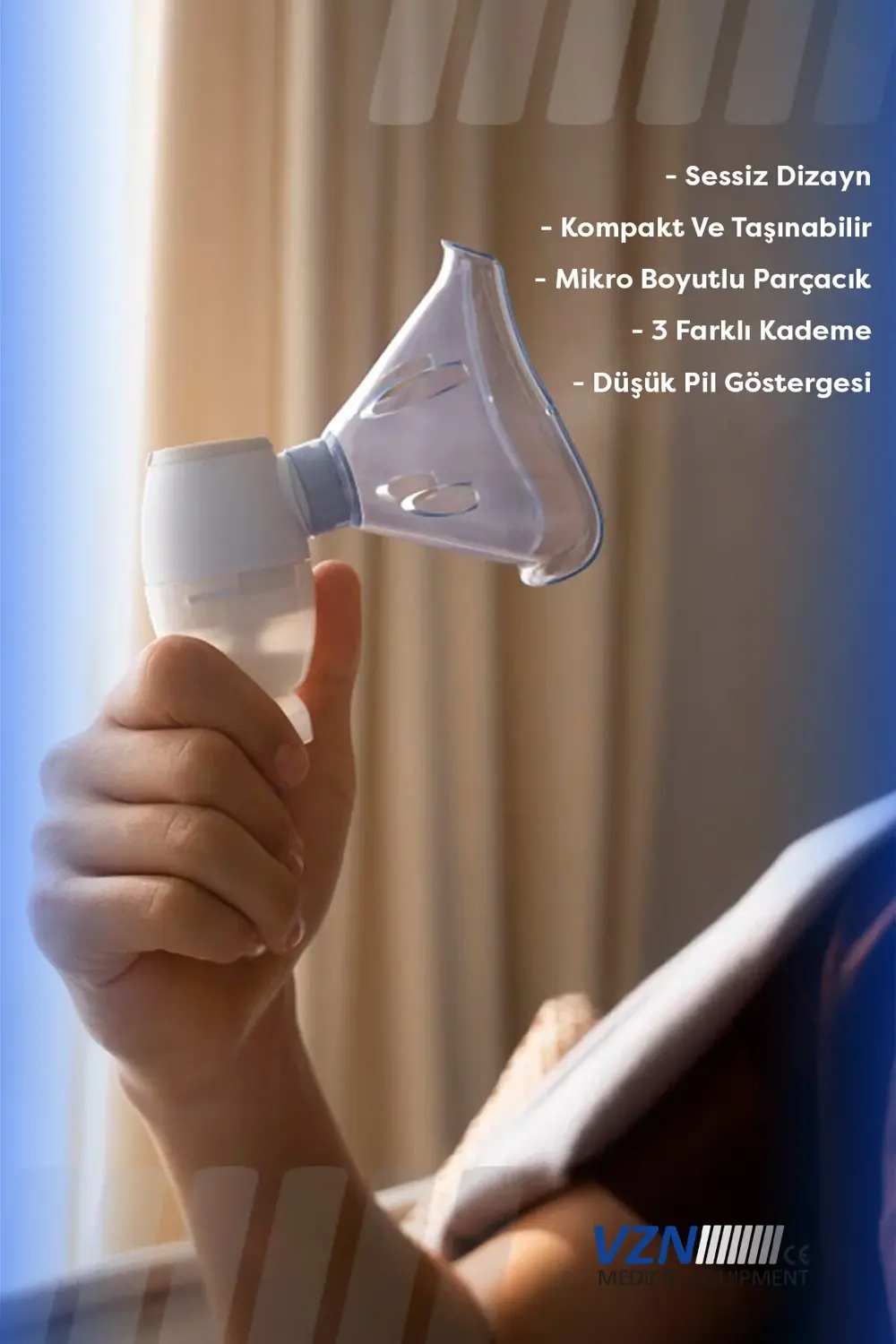 Taşınabilir Yeni Mesh Nebulizatör Şarjlı,kademe Ayarlanabilir 3 K