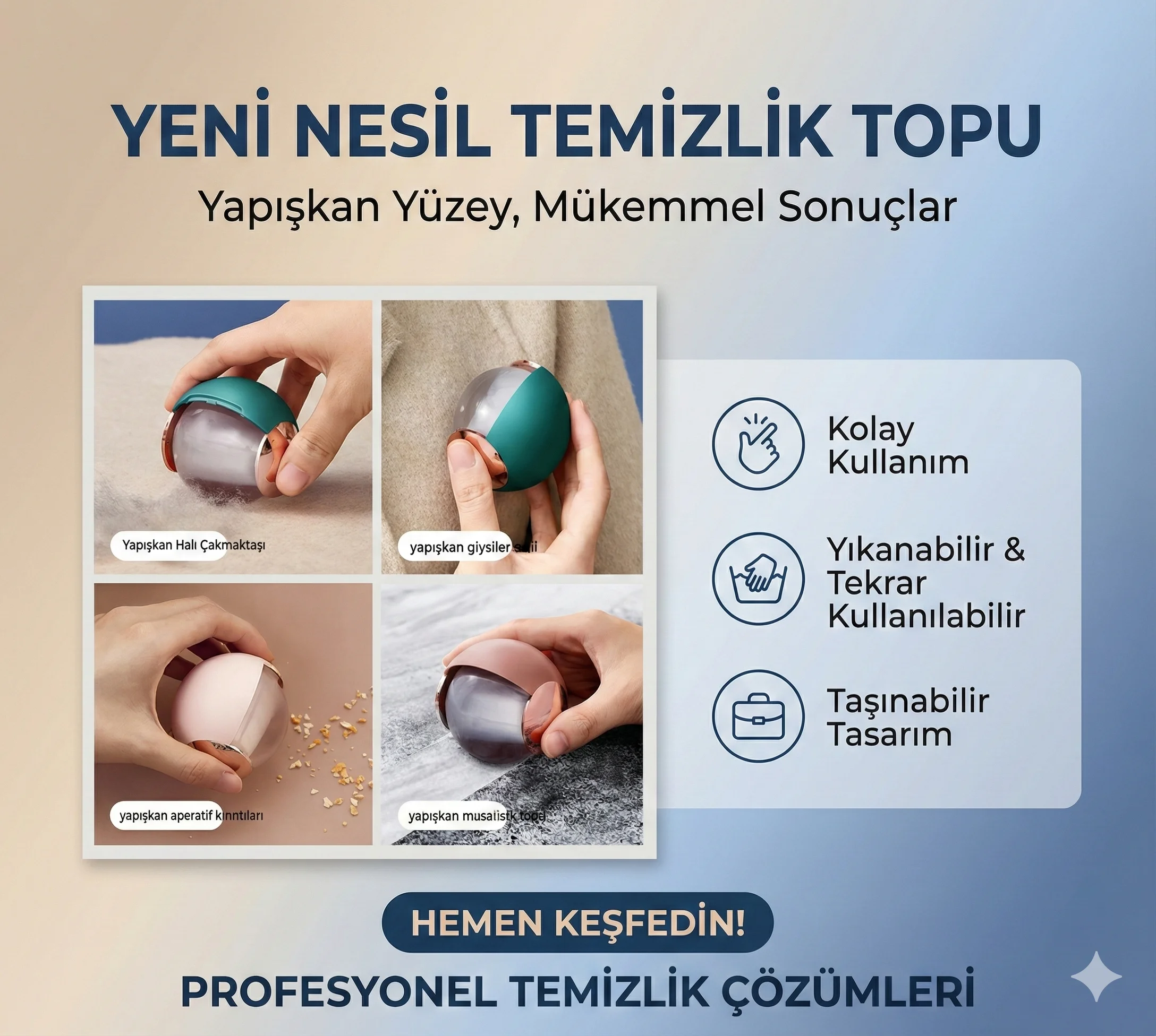 Taşınabilir Yıkanabilir Giysiler Yapışkan  Topu