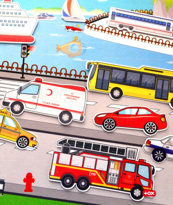 Taşıtları Öğreniyorum Keçe Cırtlı Duvar Panosu , Eğitici Oyuncak