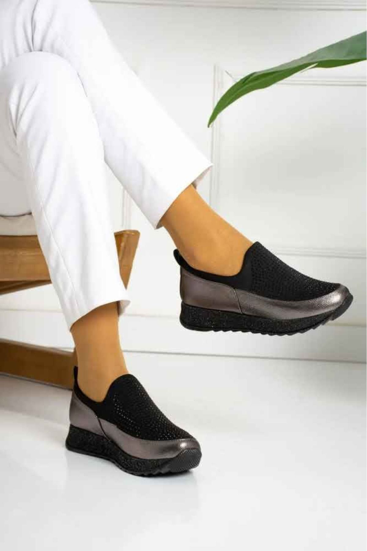 Taşlı  Casual Ayakkabı Gri