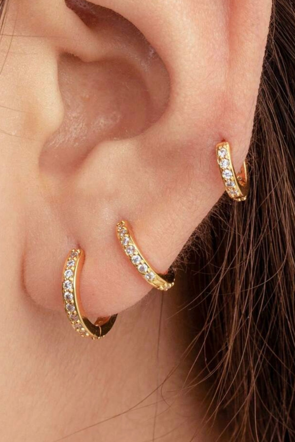 Taşlı Gold Halka Piercing 316L Cerrahi Çelik