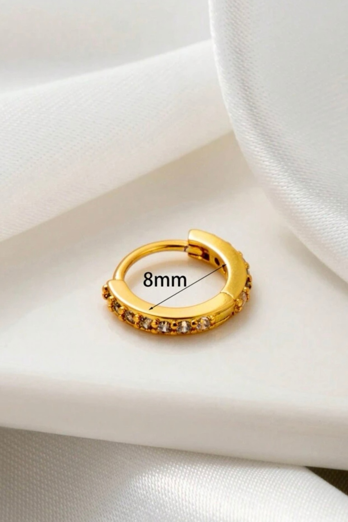Taşlı Gold Halka Piercing 316L Cerrahi Çelik