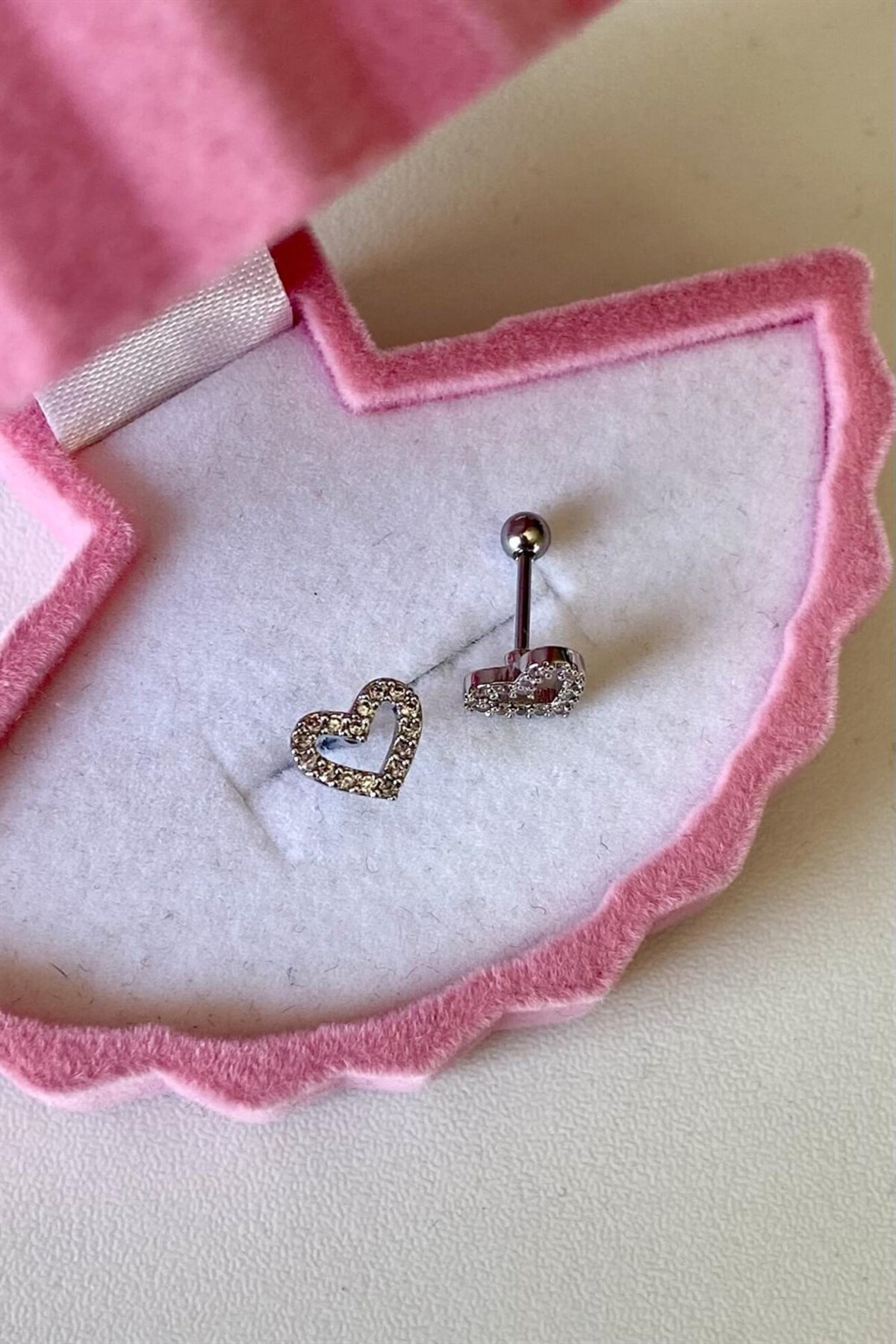 Taşlı Kalp Piercing | Cerrahi Çelik