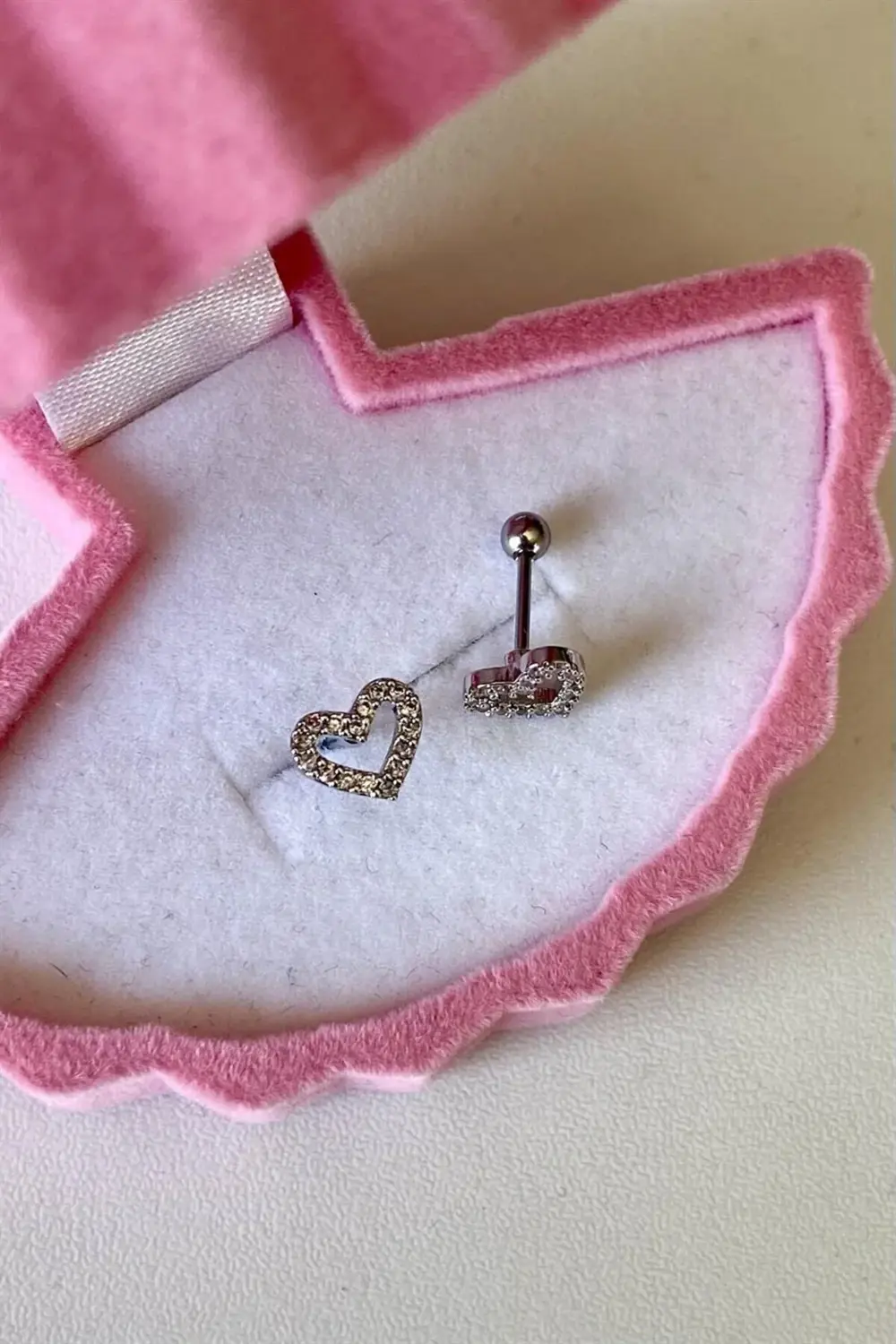 Taşlı Kalp Piercing | Cerrahi Çelik