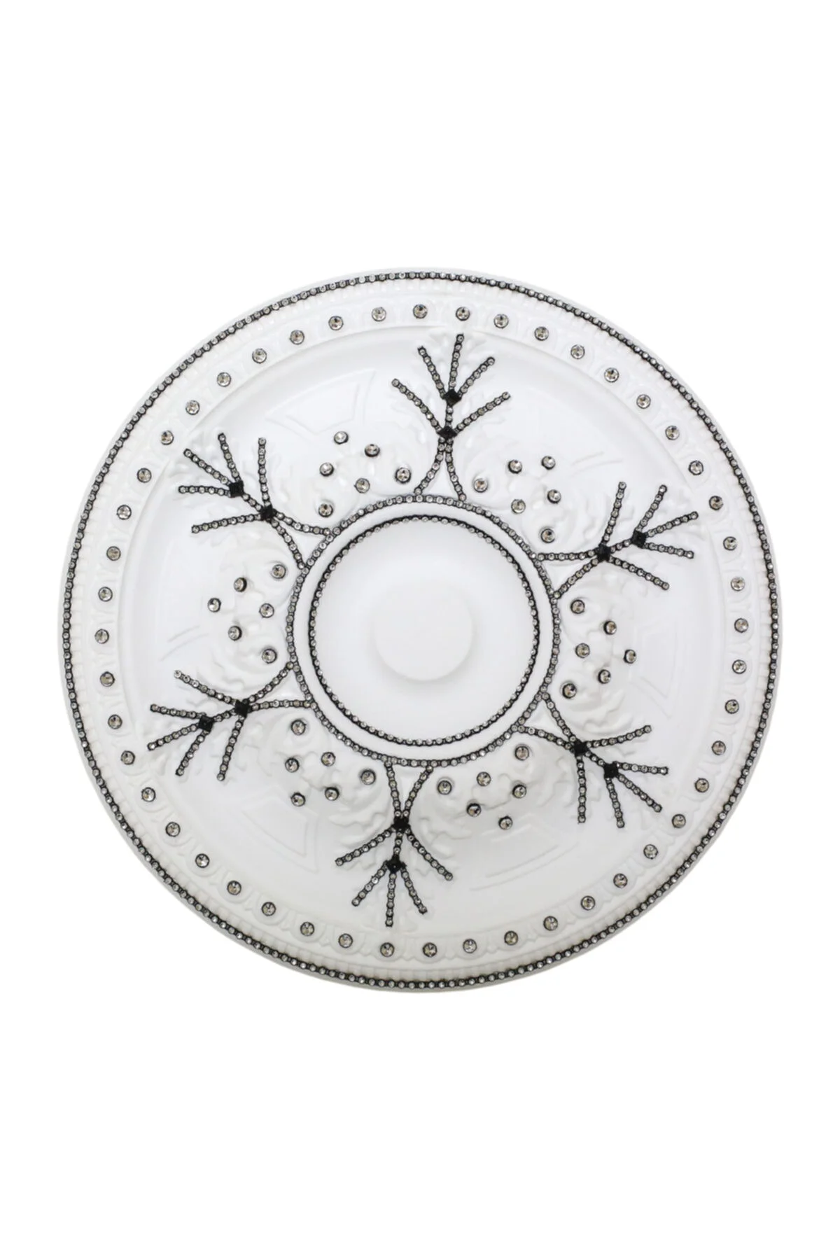 Taşlı Osmanlı Desenli Stropiyer Tavan Göbeği - 40 Cm - Siyah