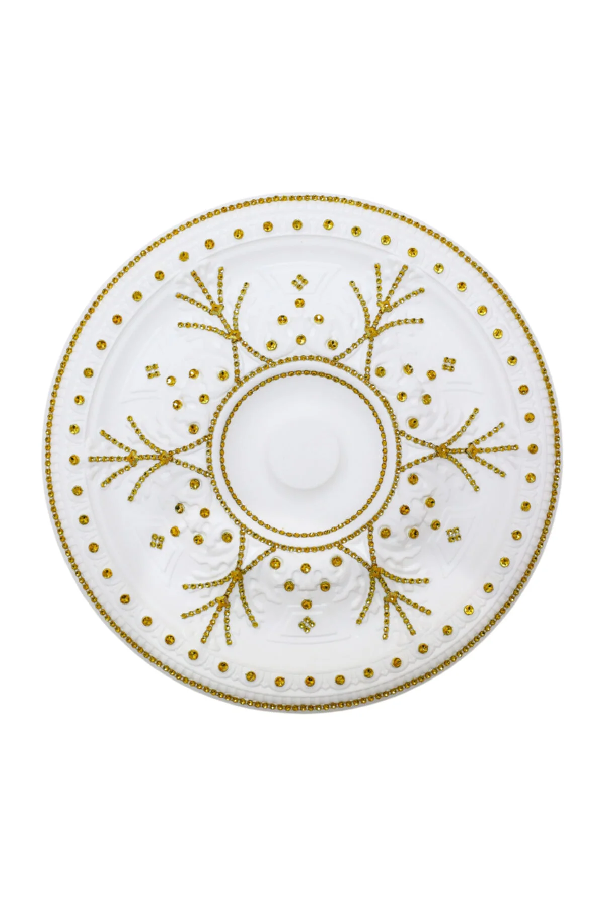 Taşlı Osmanlı Desenli Stropiyer Tavan Göbeği - 40 Cm - Altın Sarı