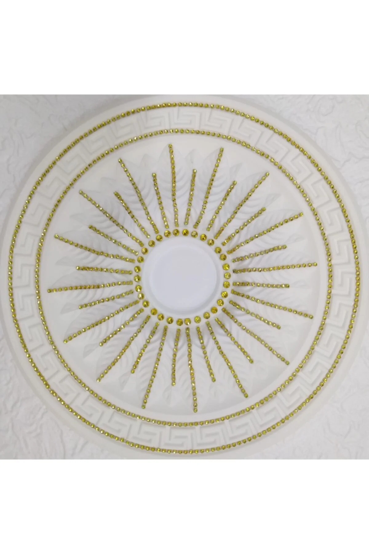 Taşlı Versace Desenli Stropiyer Tavan Göbeği - 40 Cm - Altın Sarı
