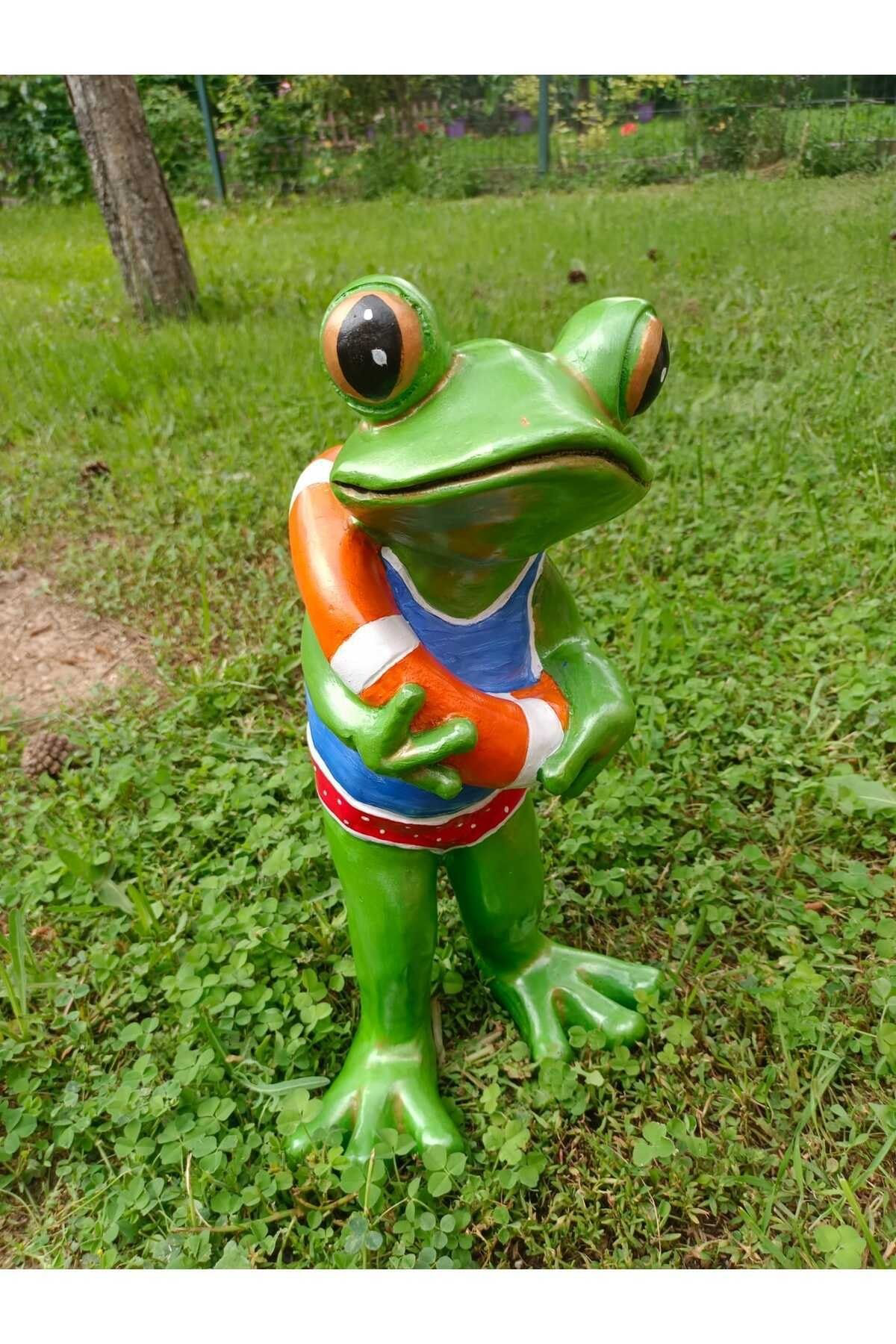 Tatilci Bahçe Kurbağası Polyester Bahçe Heykel Biblo