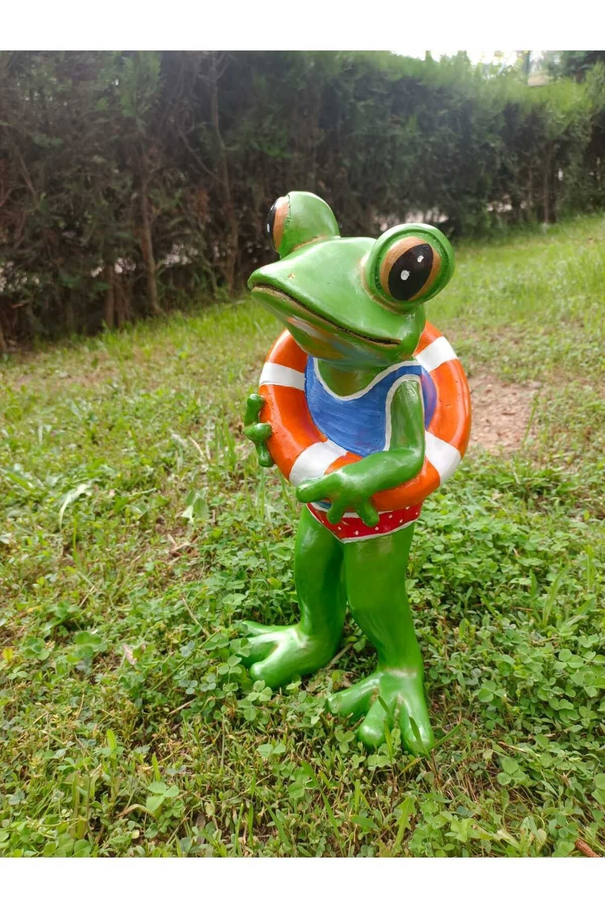 Tatilci Bahçe Kurbağası Polyester Bahçe Heykel Biblo