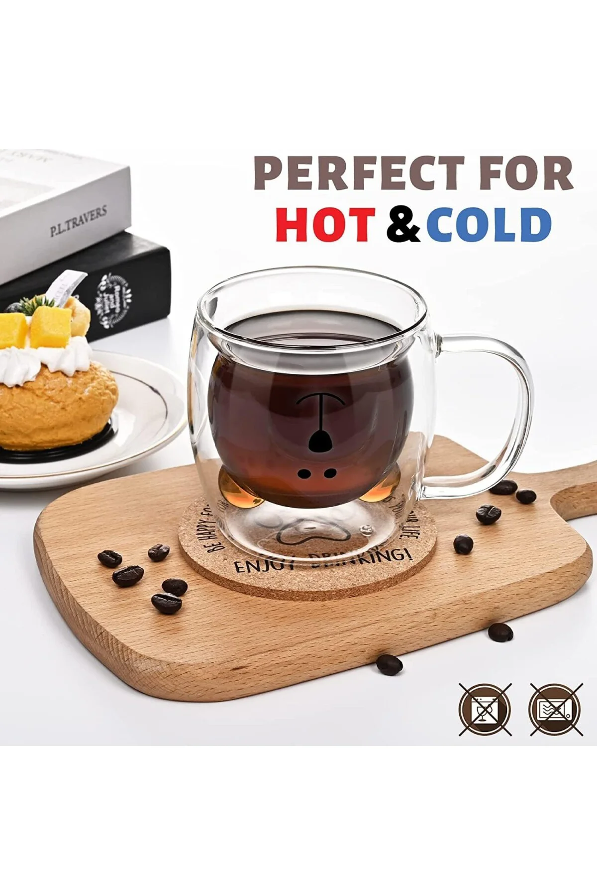 Tatlı ayıcık fincanı, termos bardaklar, çift duvarlı bardaklar, kulplu ve altlık, Cappuccino Tatlı ayıcık fincanı, termos bardaklar, çift duvarlı bardaklar, kulplu ve altlık, Cappuccino