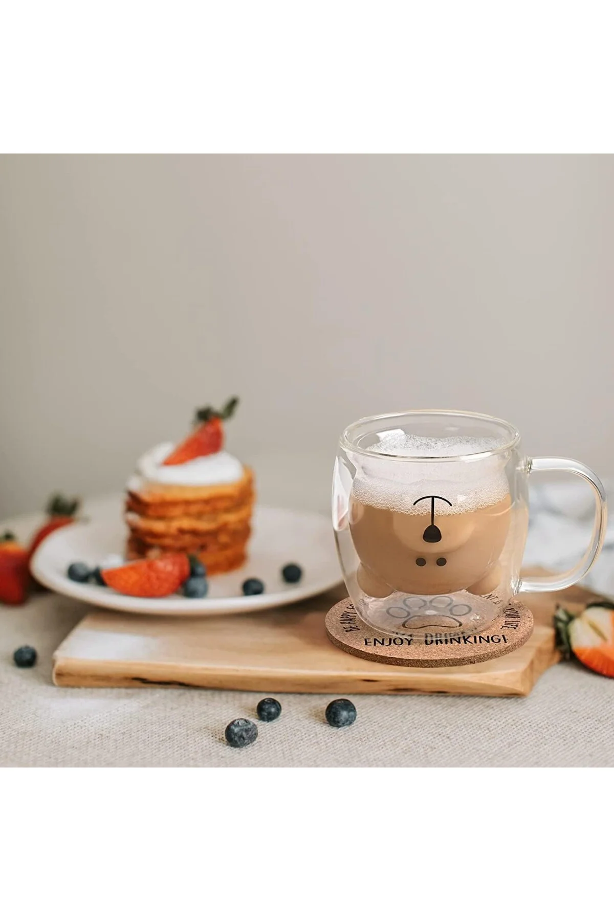 Tatlı ayıcık fincanı, termos bardaklar, çift duvarlı bardaklar, kulplu ve altlık, Cappuccino Tatlı ayıcık fincanı, termos bardaklar, çift duvarlı bardaklar, kulplu ve altlık, Cappuccino