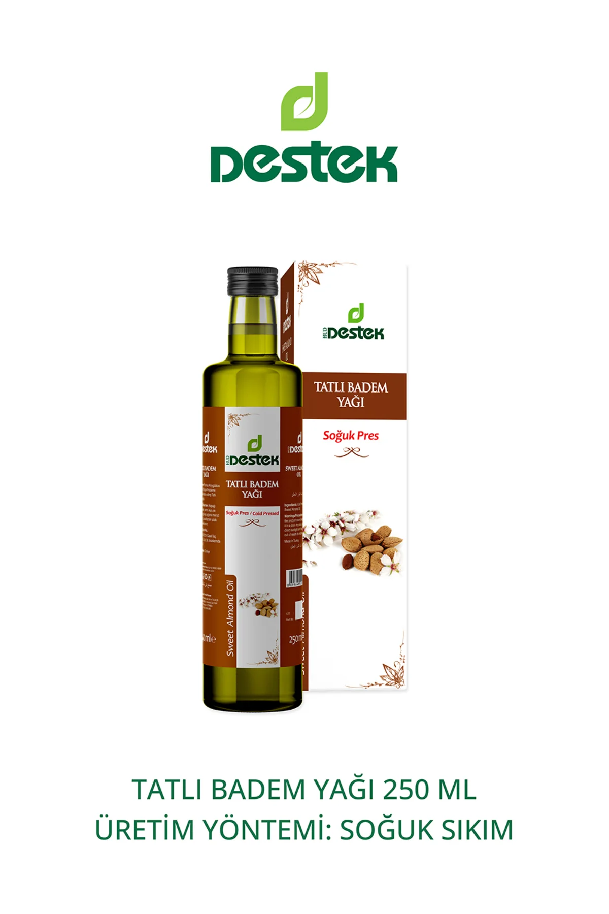 Tatlı Badem Yağı Soğuk Pres 250 ml