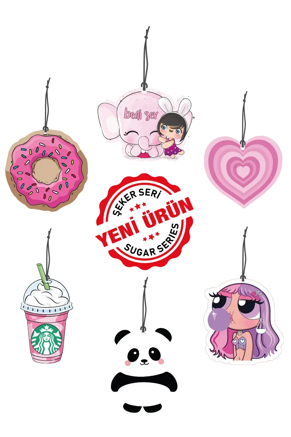 Tatlı Seri Ekonomik 6'lı Oto Kokusu ve Oto Aksesuarı