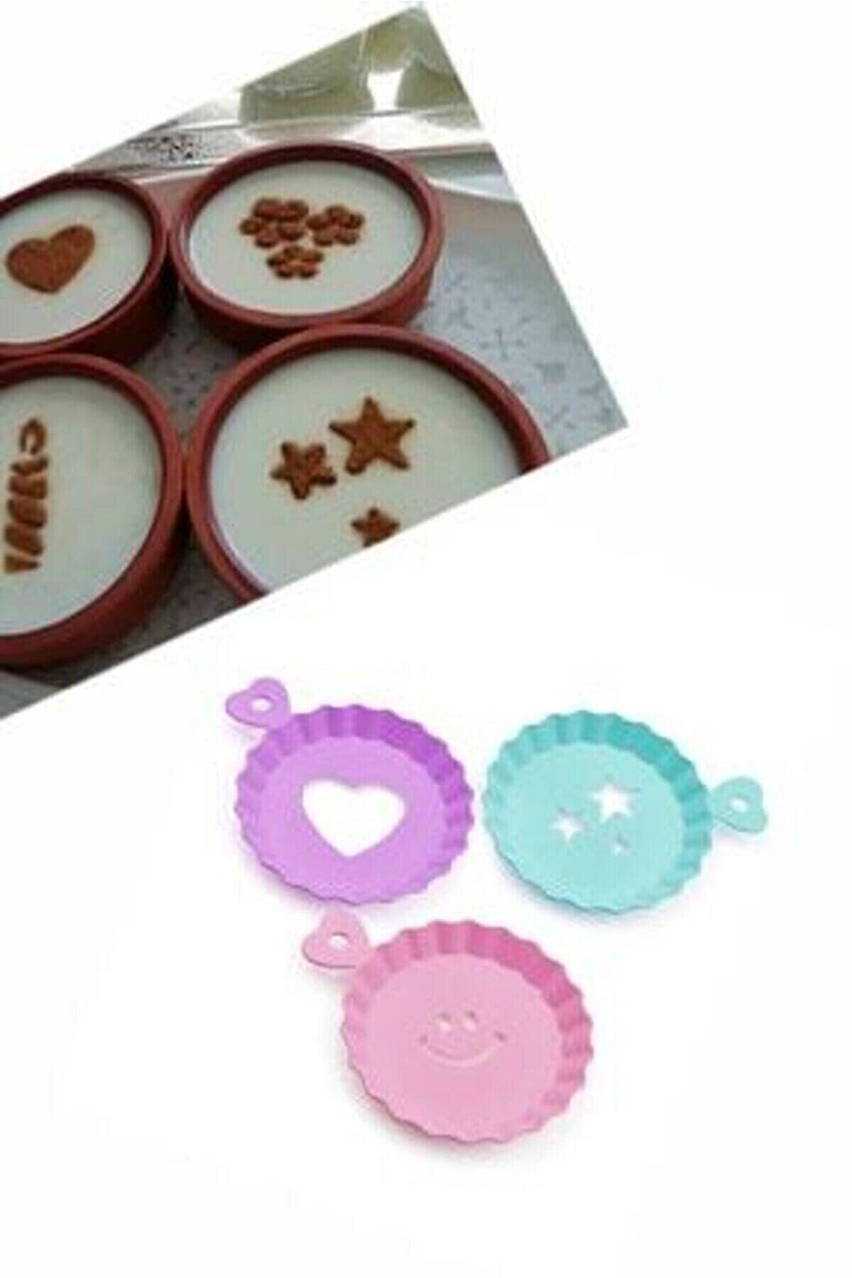 Just Cheap Store Tatli Ve Kahve Süsleme Şablonu 3 Lü 10 Cm