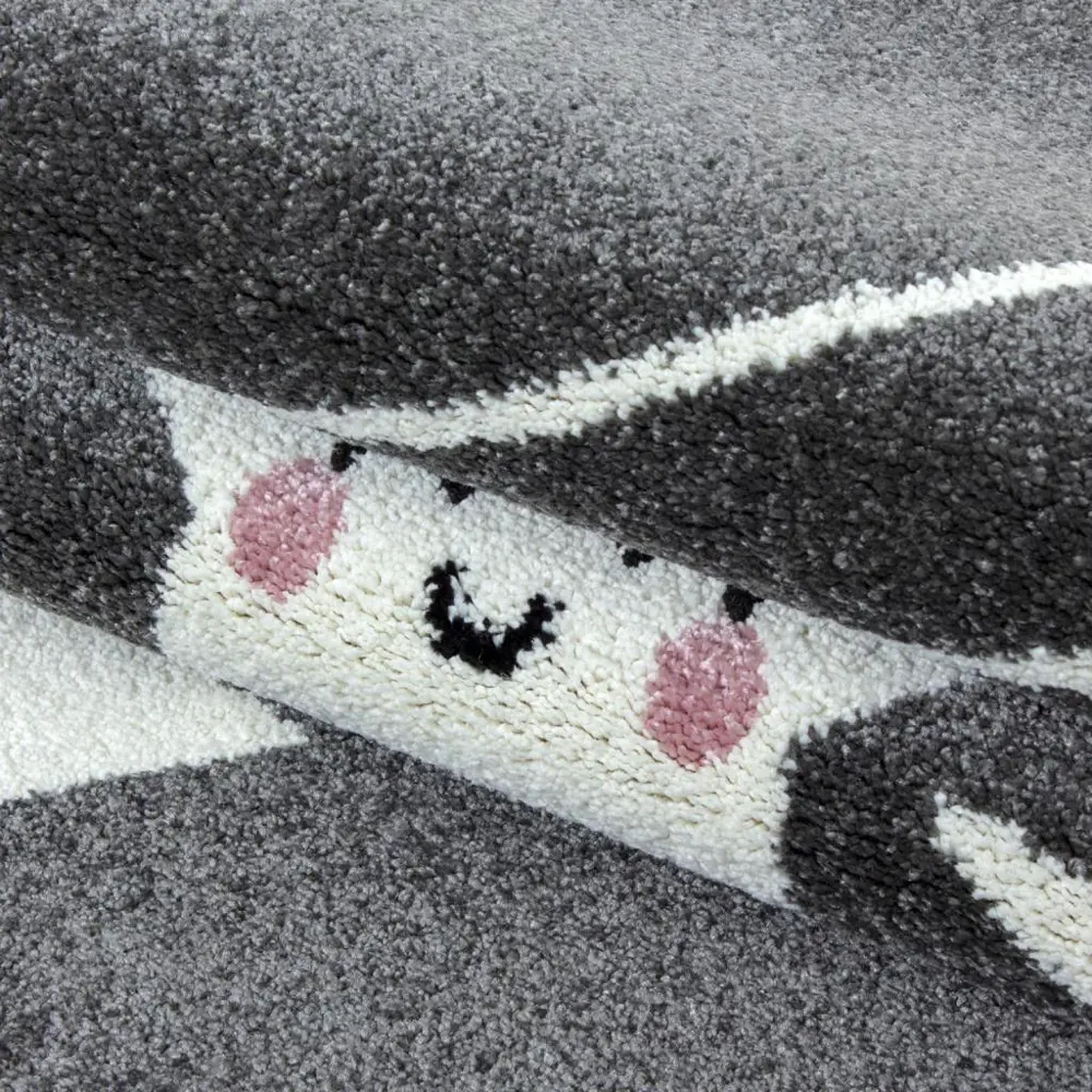 Tatlı Yıldız Desen Halı Gri Beyaz Halı Yumuşak Yuvarlak Jüt Halı 