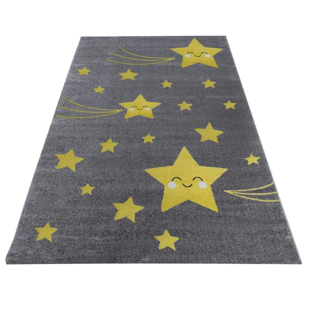 Tatlı Yıldız Desen Halı Sarı Gri Halı Yumuşak Dikdörtgen Jüt Halı