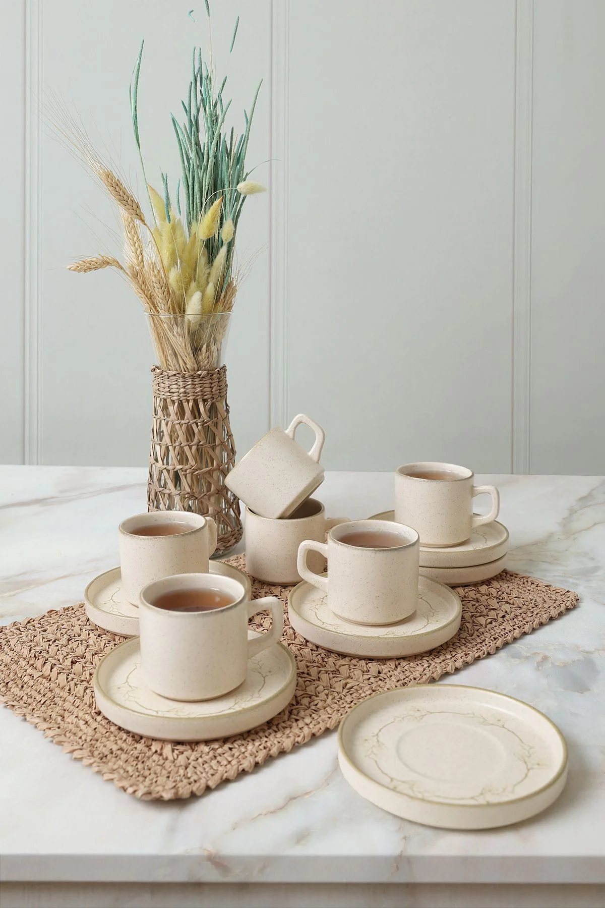 Taupe Bloom Stackable Çay Takımı 12 Parça 6 Kişilik 22520-28