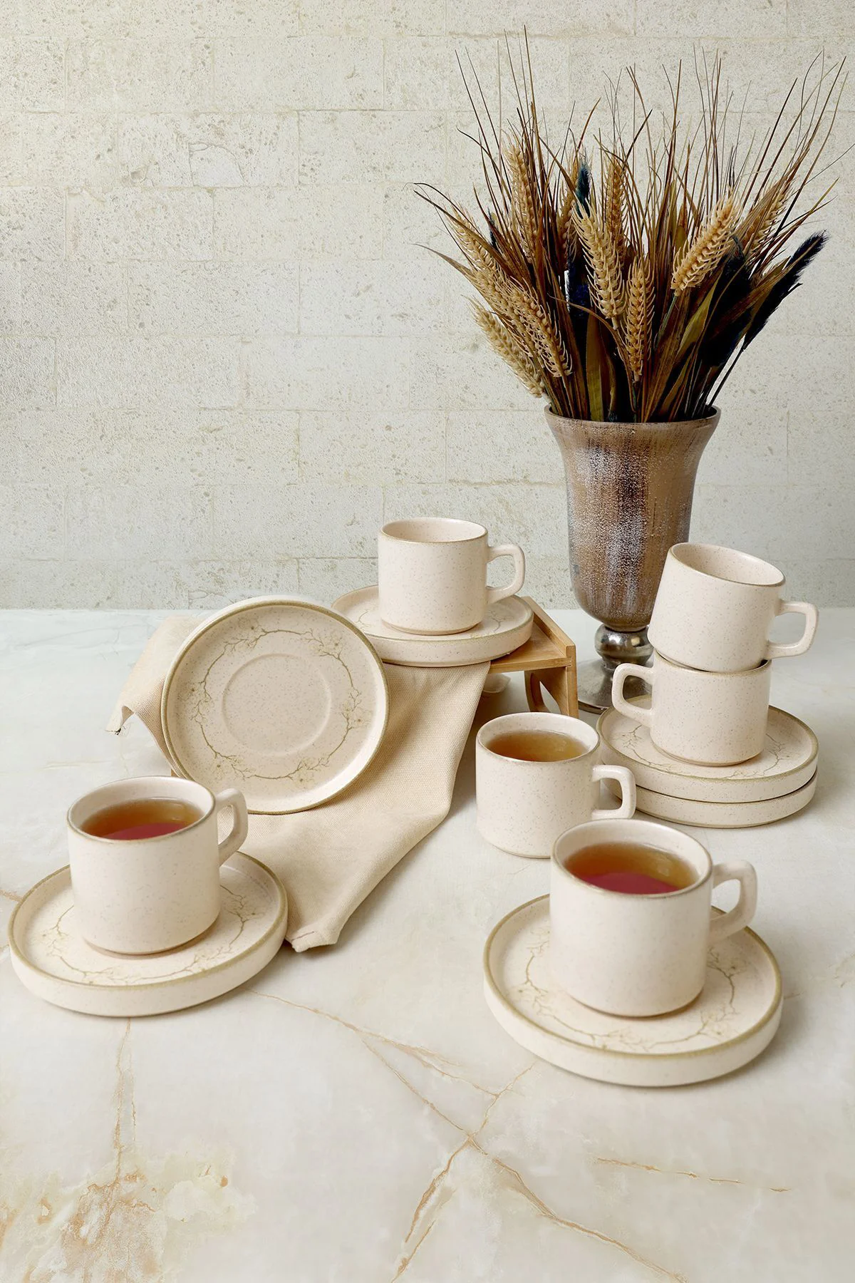 Taupe Bloom Stackable Çay Takımı 12 Parça 6 Kişilik 22520-28