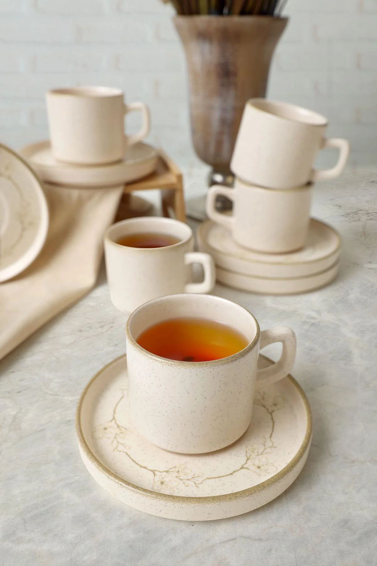 Taupe Bloom Stackable Çay Takımı 12 Parça 6 Kişilik 22520-28