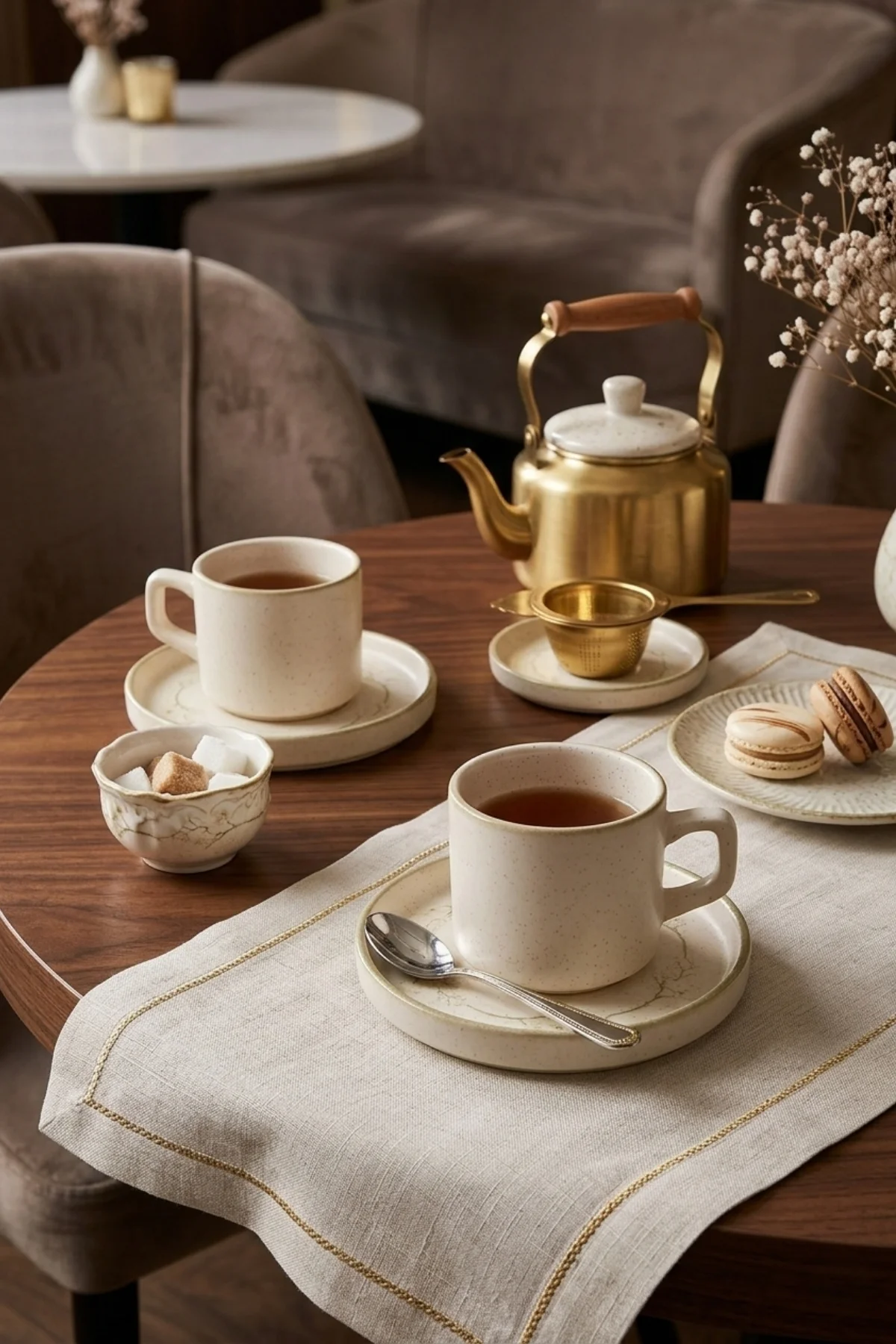 Taupe Bloom Stackable Çay Takımı 4 Parça 2 Kişilik 22520-28