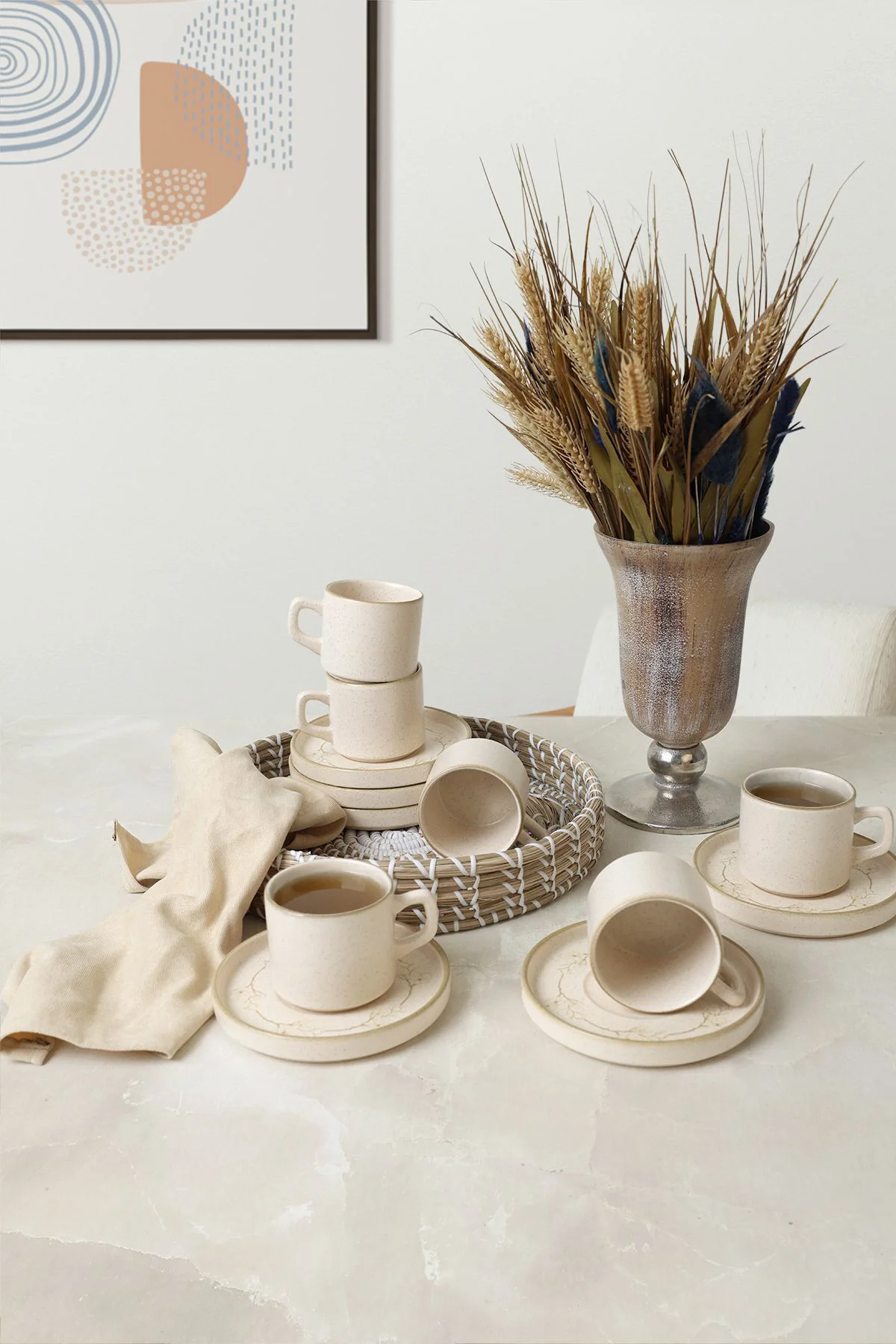 Taupe Bloom Stackable Çay Takımı 12 Parça 6 Kişilik 22520-28