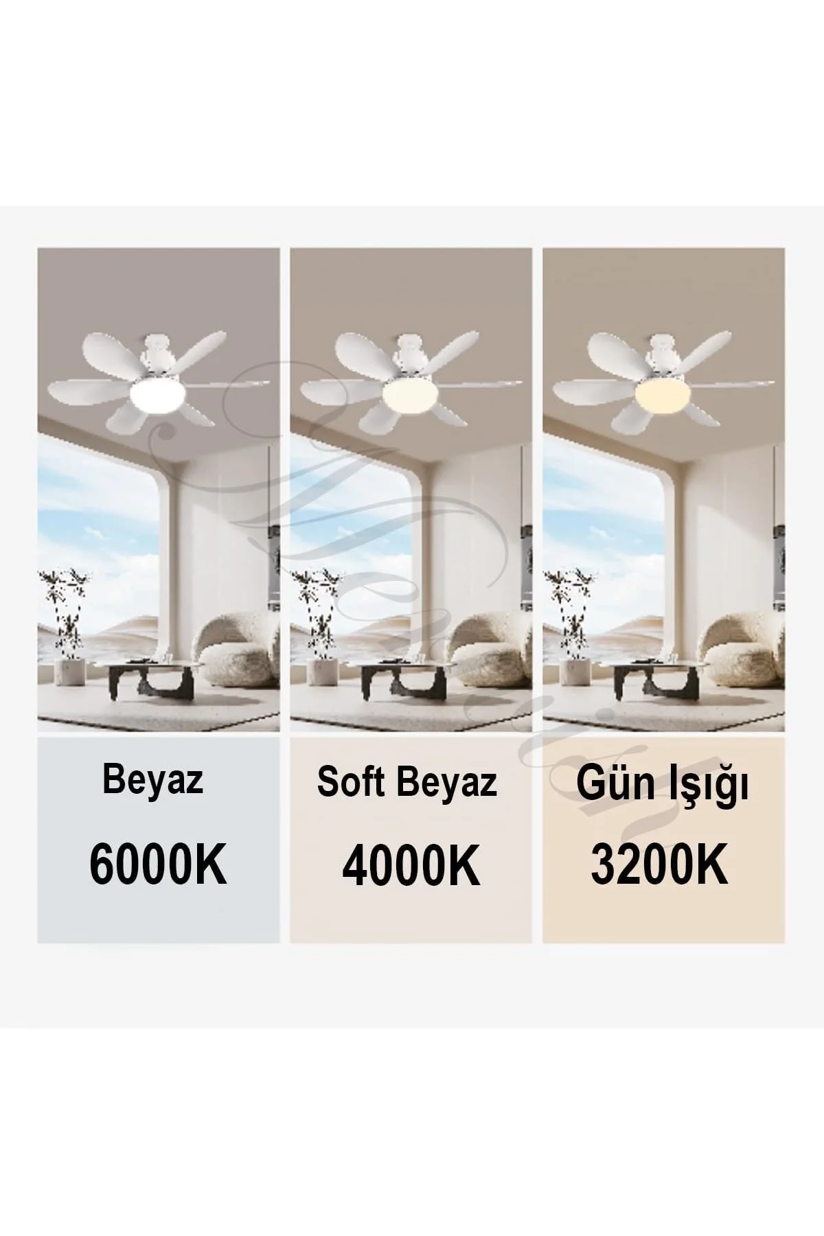 Tavan Vantilatörü Led Işık 3 Renk Işık Sıcaklığı Ayarlanabilir 3 