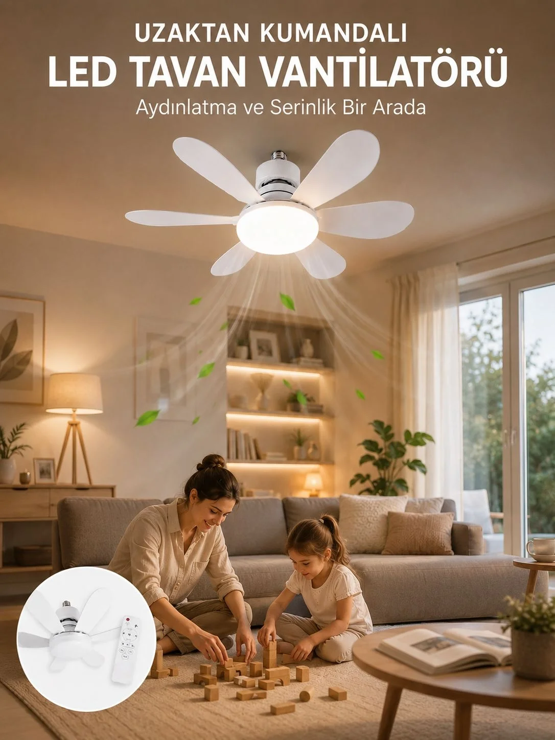 Tavan Vantilatörü Sessiz Motorlu Uzaktan Kumandalı LED Aydınlatma Güçlü Serinletme Fiyatı, Yorumları ve Özellikleri
