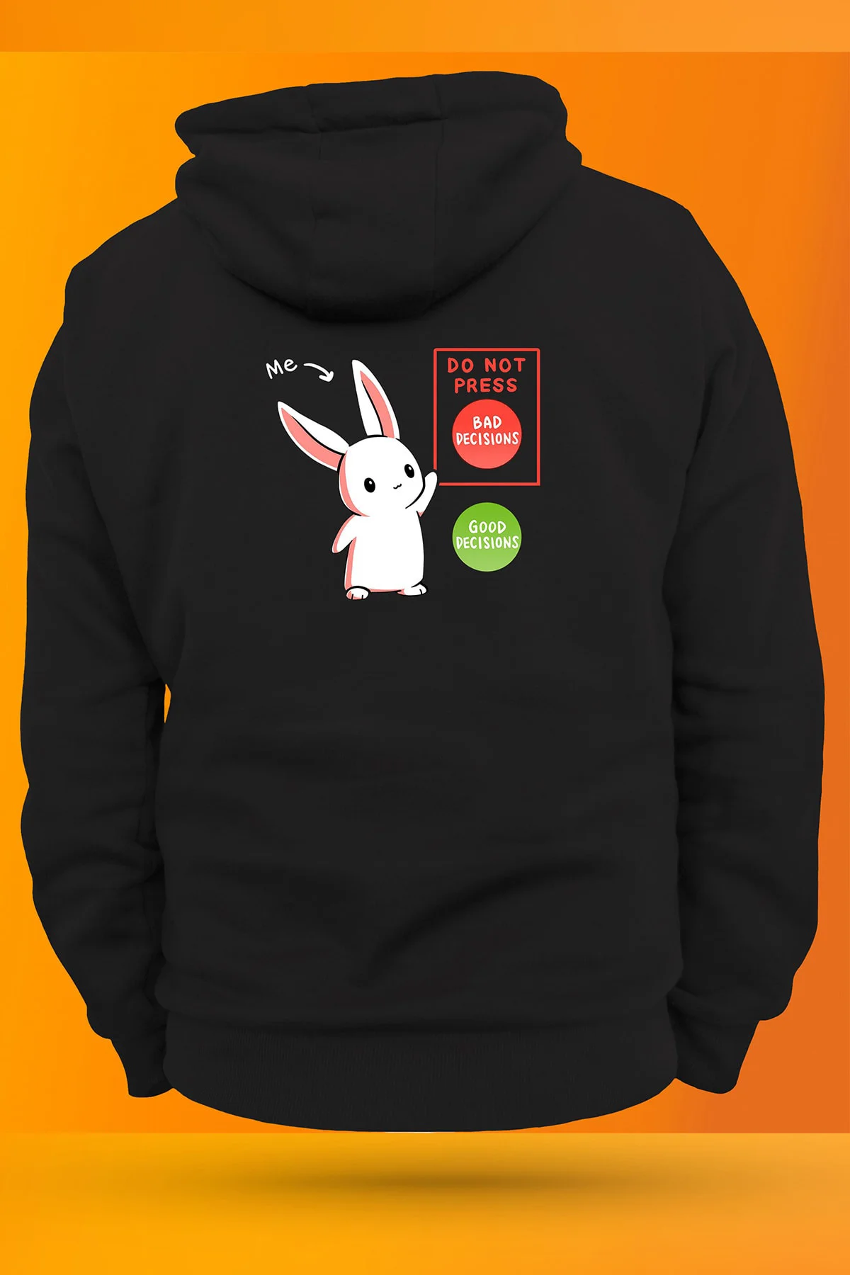 Tavşan Baskılı Fermuarsız Kapüşonlu Sweatshirt