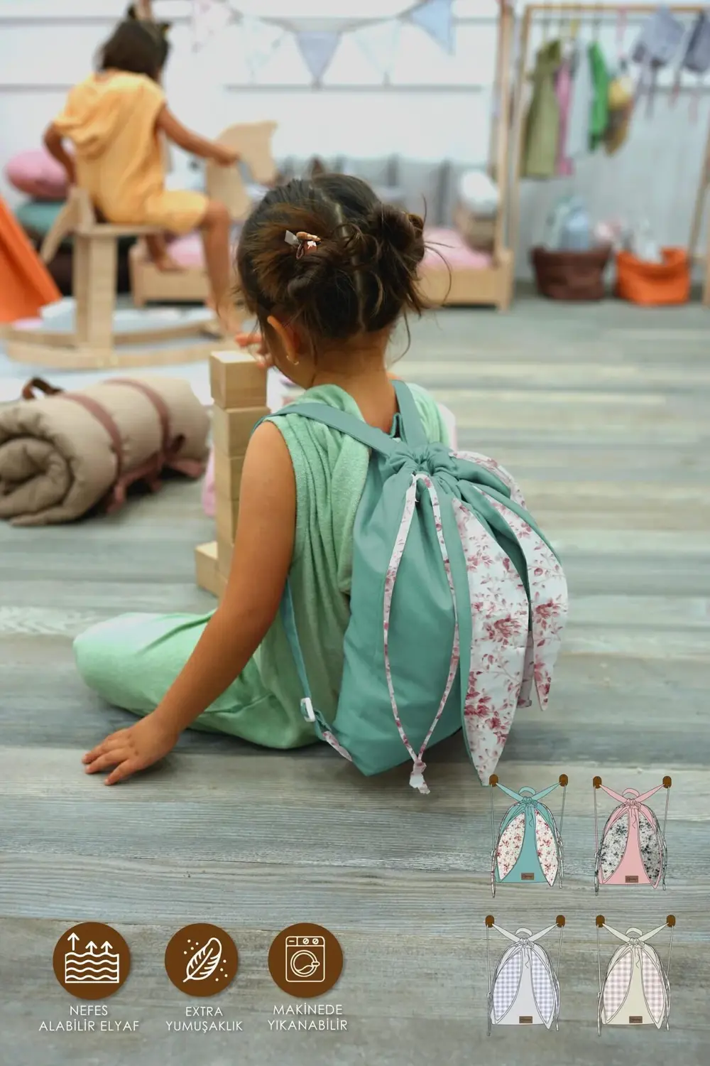 Tavşan Çocuk Sırt Çantası: Kreş/Anasınıfı İçin Pamuk Kumaş Çanta,