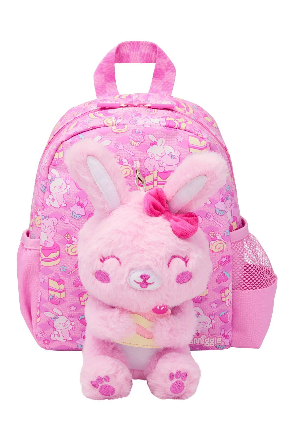 Tavşan Figürlü Çıkarılabilir Peluş Oyuncaklı Kreş Boy Sırt Çantas