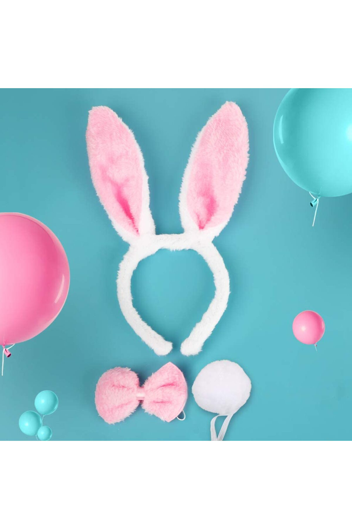 Ok Aksesuar Tavşan Kostüm Seti Taç Papyon Kuyruk Pembe Renk Go50605049470