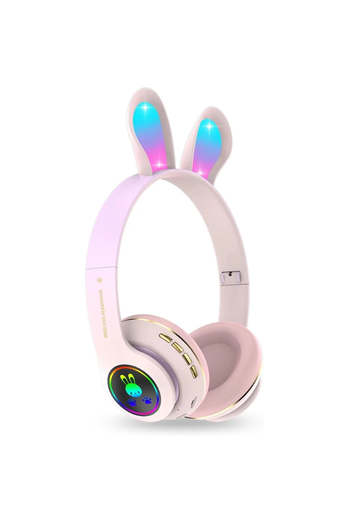 Tavşan Kulaklı Bluetooth Kulaklık, Renkli LED Işıklı, 5.0 Versiyon, Ayarlanabilir Büyüklük