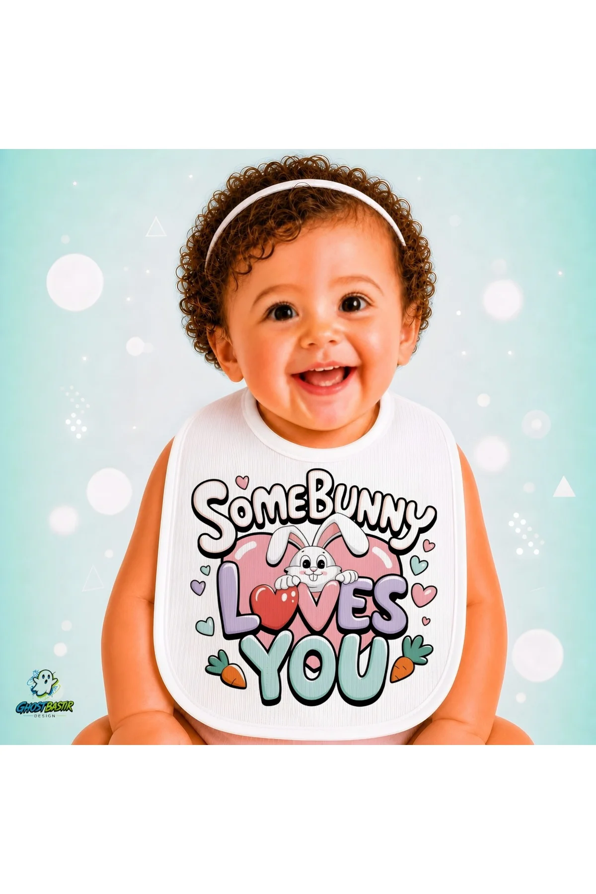 Tavşanlı Keten Bebek Mama Önlüğü – Yumuşak, Emici, Yıkanabilir, Özel Tasarım P193