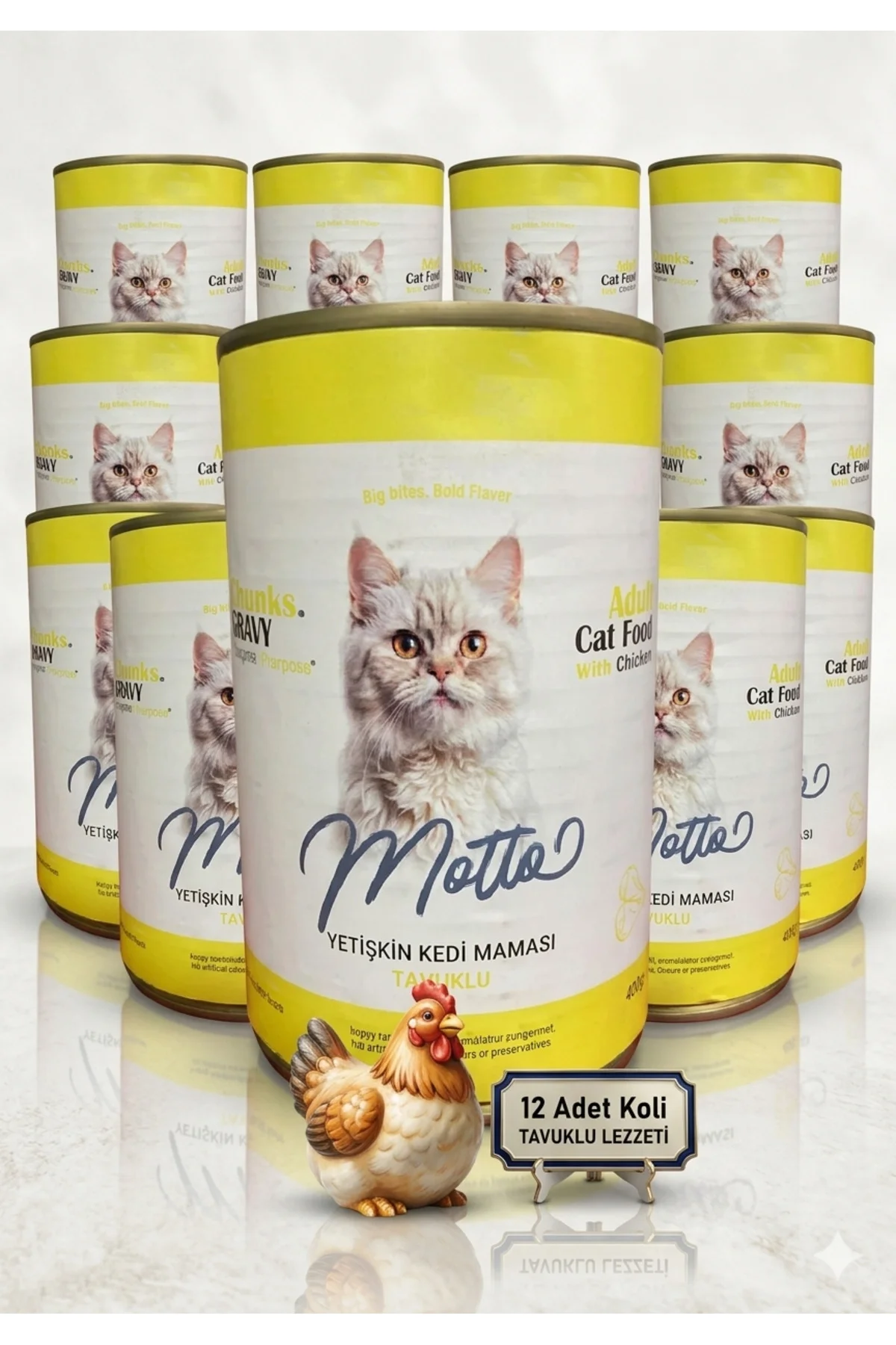 Tavuk Etli Yetişkin Kedi Konserve Mama 400 Gr. X 12 ADET