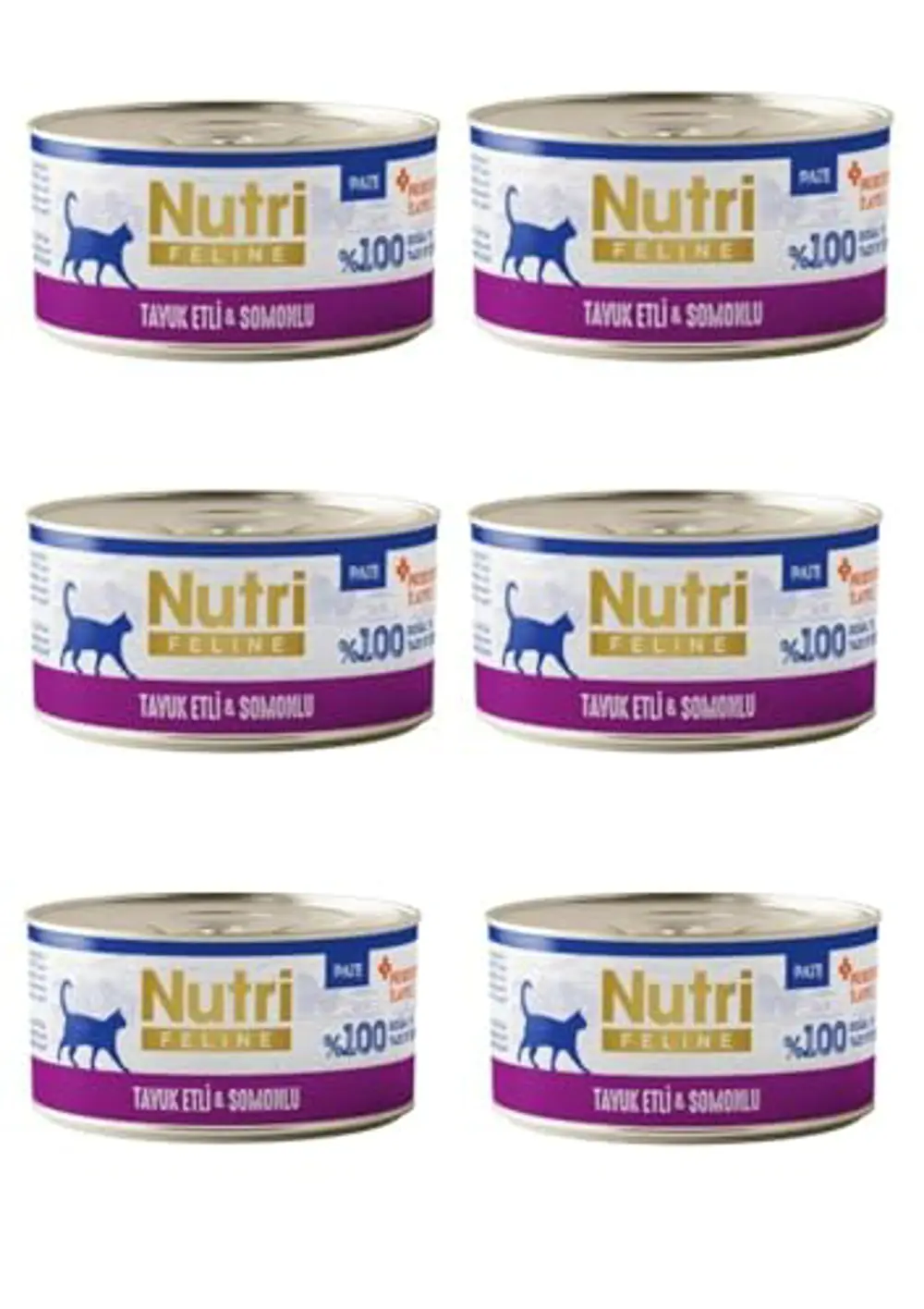 Tavuk ve Somon Lezzeti: Nutri Feline Tahılsız Pate (6x70g) - Omeg