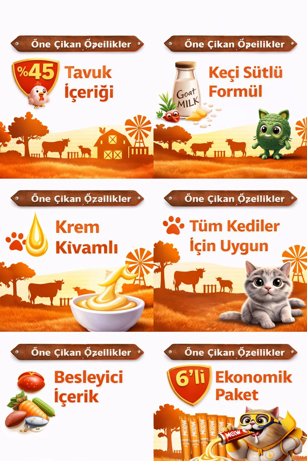 Tavuklu Kedi Naneli Keçi Sütlü Kedi Krema Ödülü 6x12g