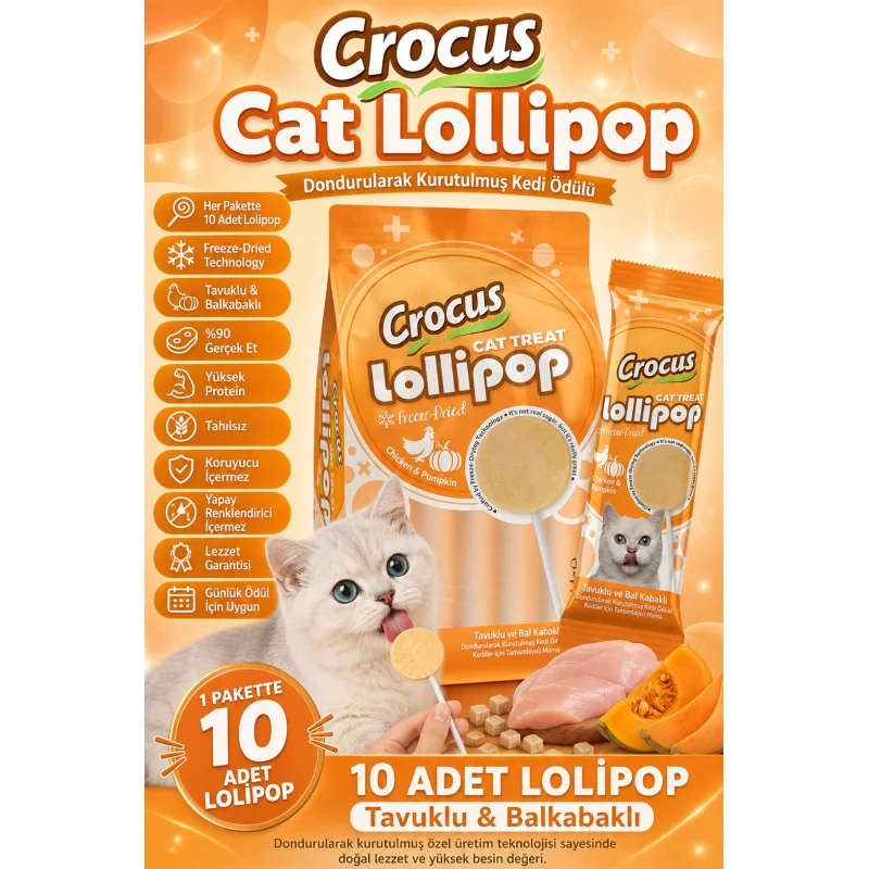 Tavuklu Ve Bal Kabaklı Kedi Lolipop 10 lu paket ( 10x1,4 gr ) Tavuklu Ve Bal Kabaklı Kedi Lolipop 10 lu paket ( 10x1,4 gr )