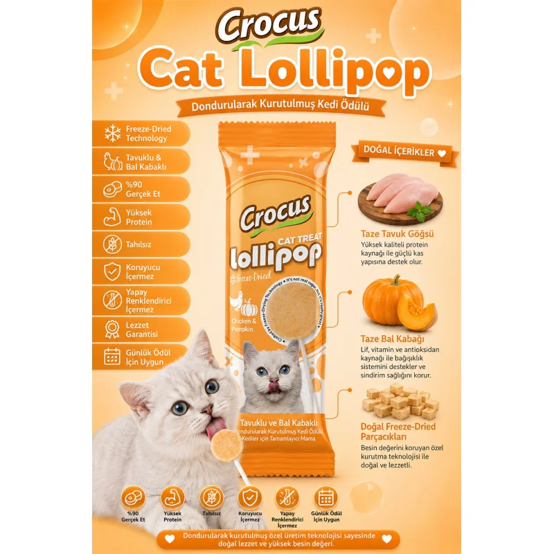 Tavuklu Ve Bal Kabaklı Kedi Lolipop 10 lu paket ( 10x1,4 gr ) Tavuklu Ve Bal Kabaklı Kedi Lolipop 10 lu paket ( 10x1,4 gr )