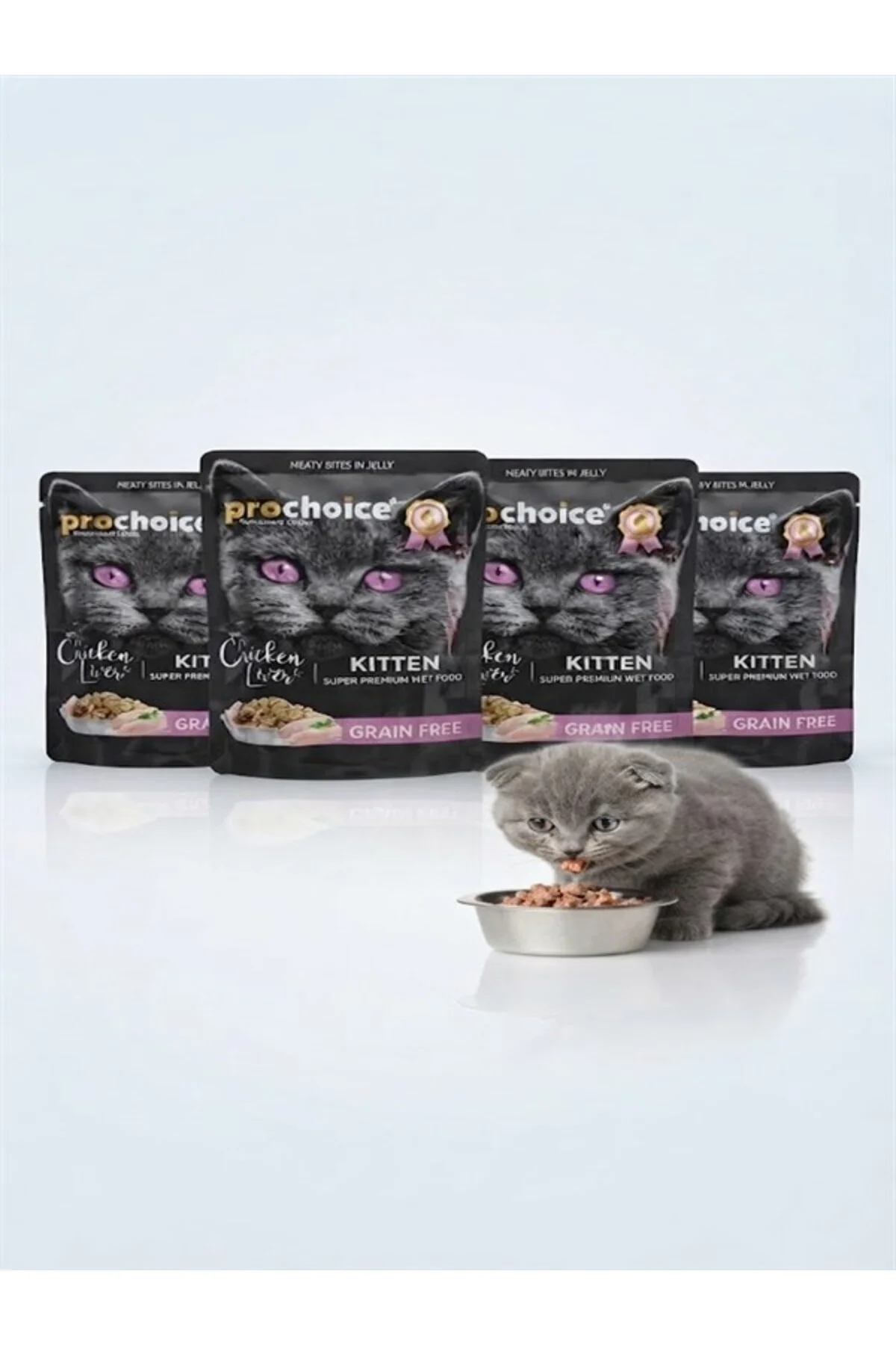 Tavuklu ve Ciğerli Tahılsız Yavru Kedi Yaş Mama 85 gr (4'lü Avantaj Paketi)