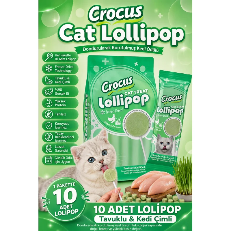 Tavuklu Ve Kedi Çimli Kedi Lolipop 10 lu paket ( 10x1,4 gr ) Tavuklu Ve Kedi Çimli Kedi Lolipop 10 lu paket ( 10x1,4 gr )