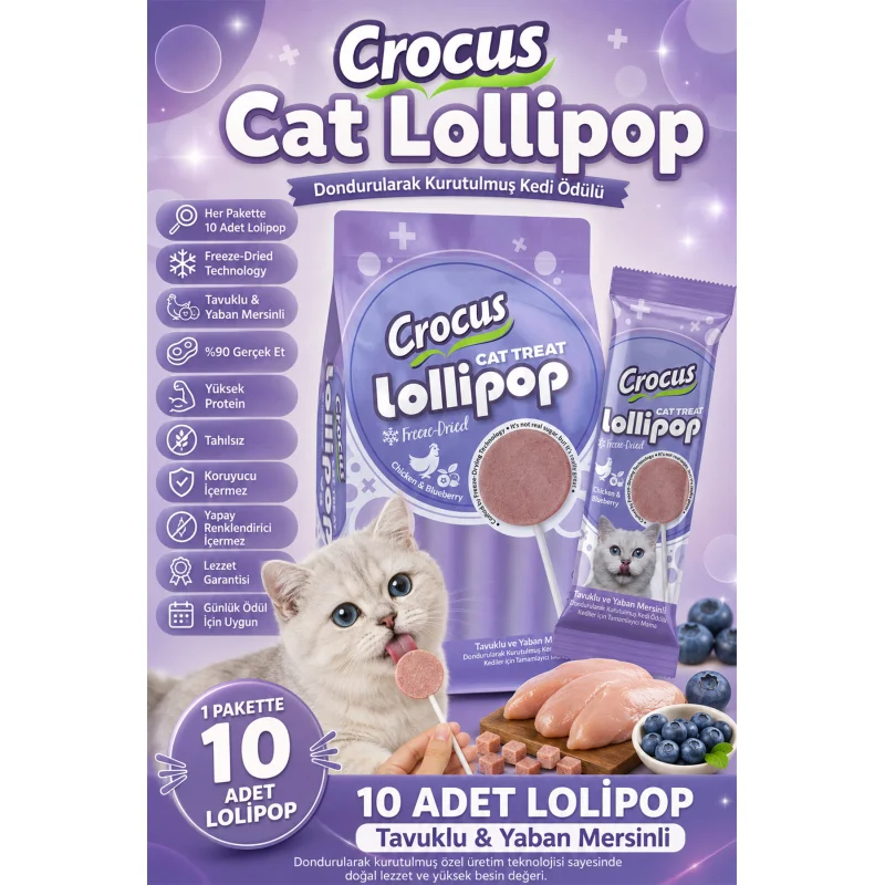 Tavuklu Ve Yaban Mersinli Kedi Lolipop 10 lu paket ( 10x1,4 gr ) Tavuklu Ve Yaban Mersinli Kedi Lolipop 10 lu paket ( 10x1,4 gr )