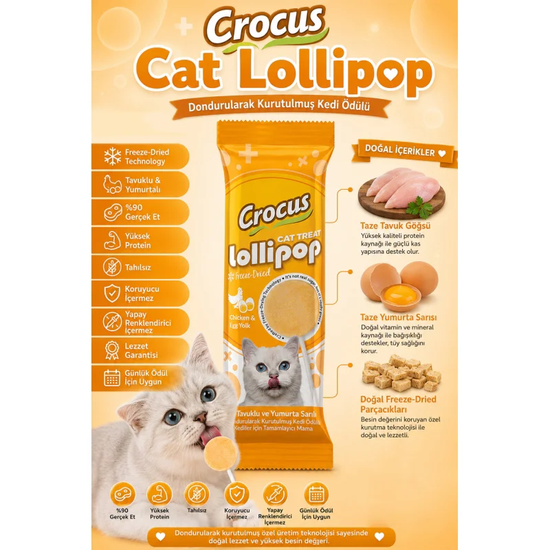 Tavuklu Ve Yumurta Sarılı Kedi Lolipop 10 lu paket ( 10x1,4 gr ) Tavuklu Ve Yumurta Sarılı Kedi Lolipop 10 lu paket ( 10x1,4 gr )