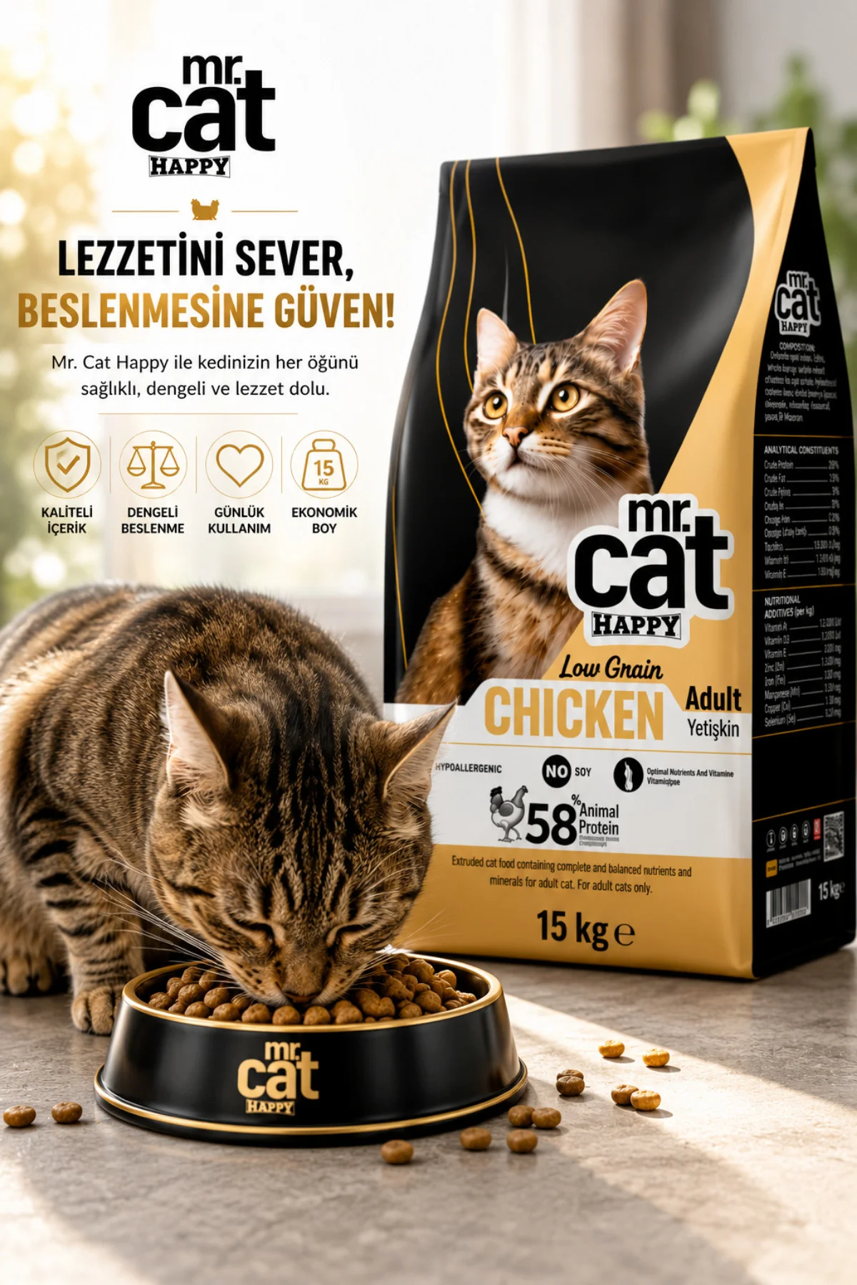 Tavuklu Yetişkin Kedi Maması 15 Kg Low Grain Hipoalerjenik Tavuklu Yetişkin Kedi Maması 15 Kg Low Grain Hipoalerjenik