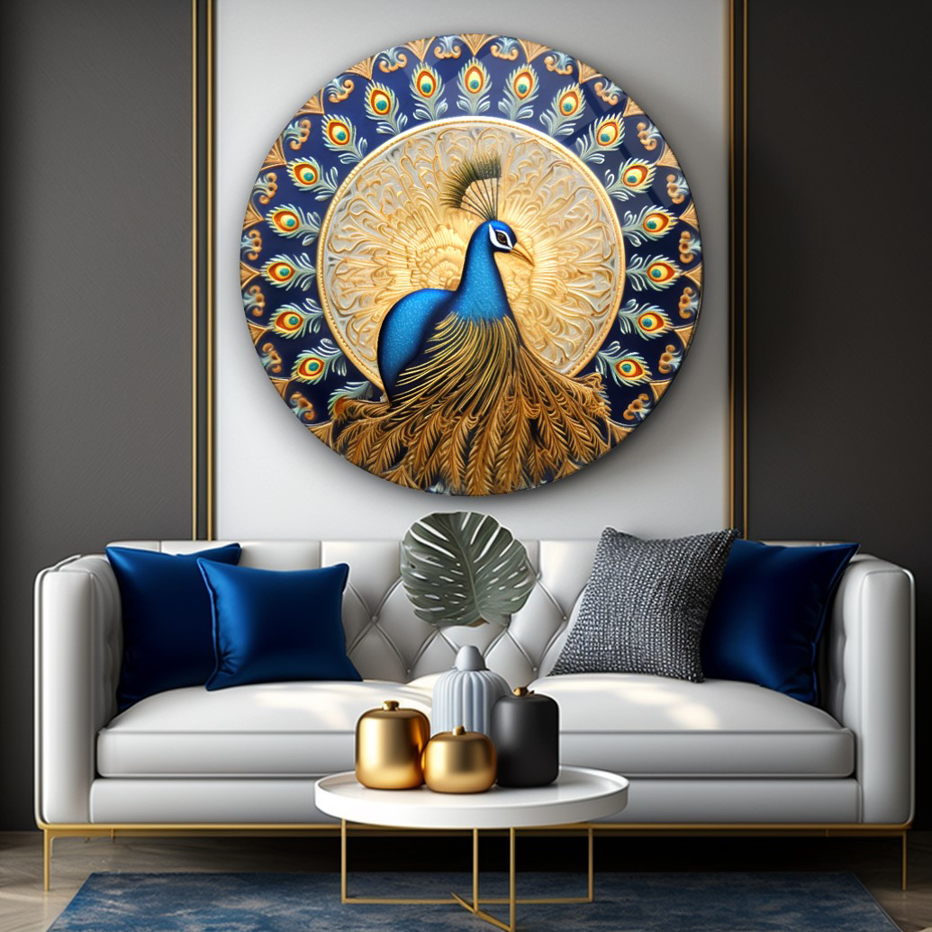 Pi Dekorasyon Tavus Kuşu Cam Tablo | Hediyelik, Dekoratif, Ofis, Mutfak 