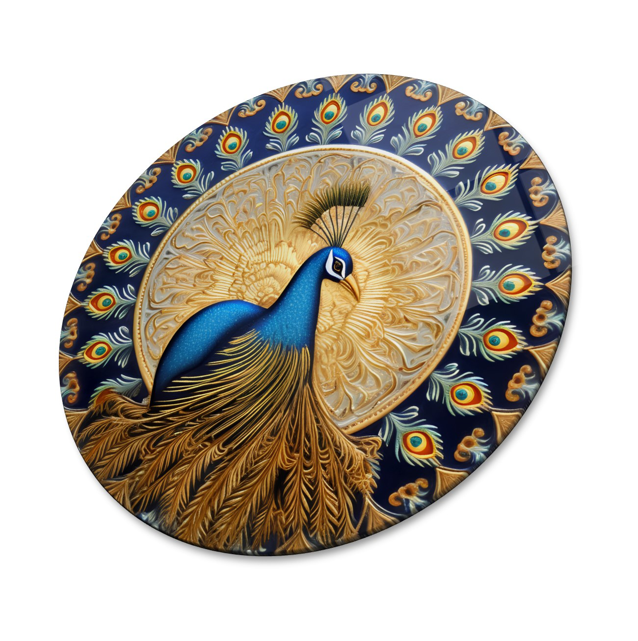 Pi Dekorasyon Tavus Kuşu Cam Tablo | Hediyelik, Dekoratif, Ofis, Mutfak 