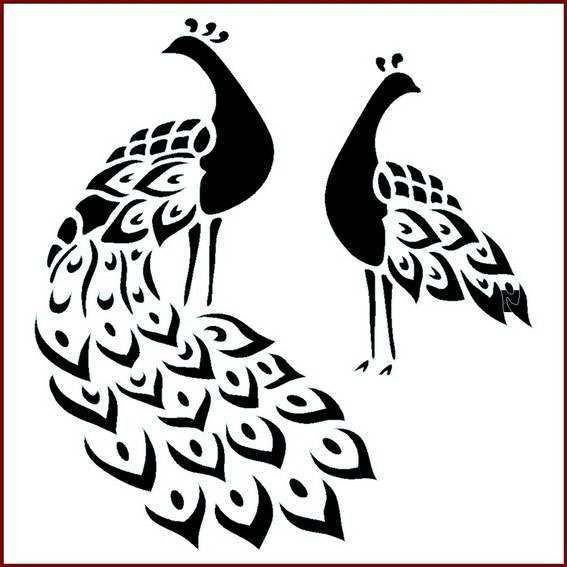 Artikel Tavuskuşları Stencil Boyama Şablonu 30X30 Cm, Duvar Stencil, Faya