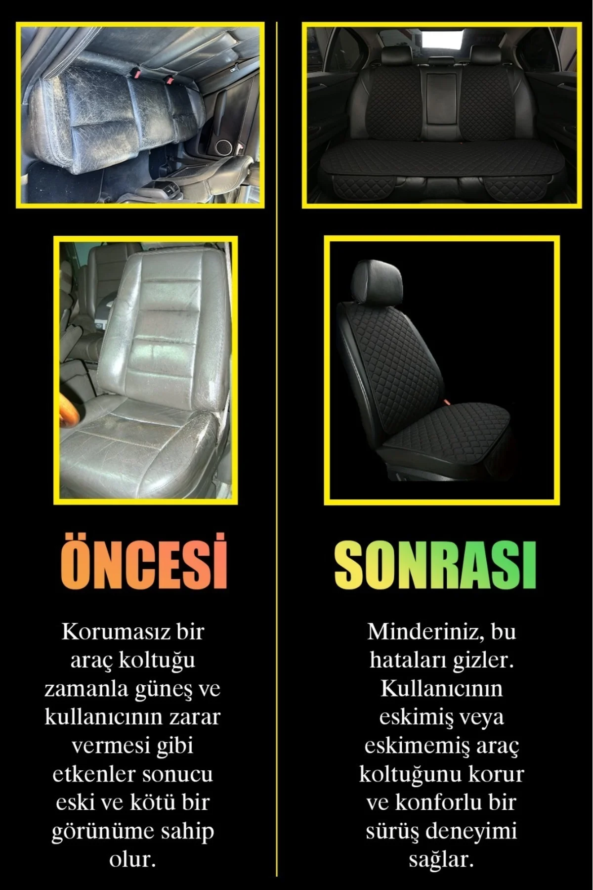 Tay Tüyü Oto Koltuk Minder 7 Parça Terletmez, Kaymaz Cepli Kırmızı Nakış - Görsel 4